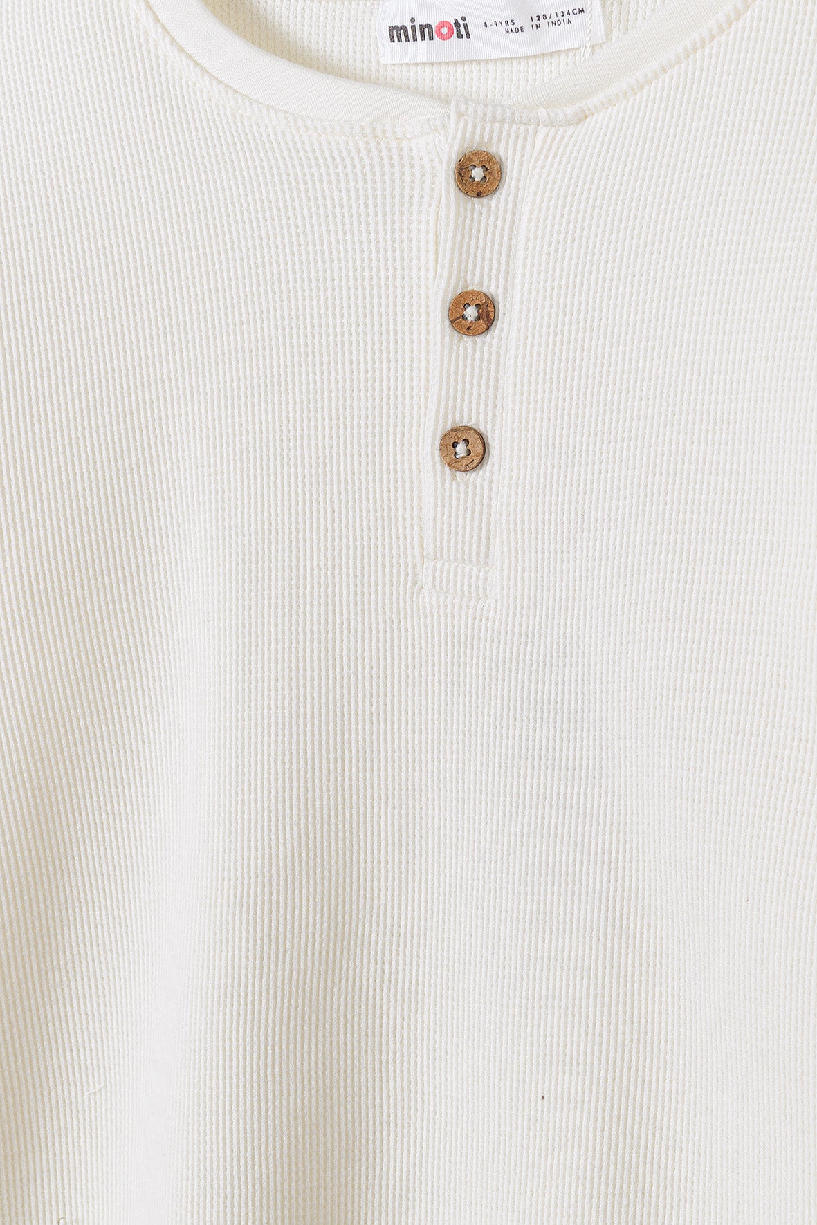 Boys Long Sleeve White Henley T-shirt
