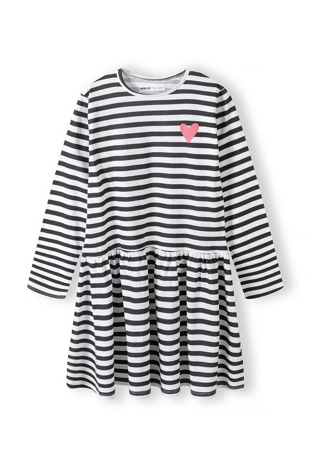 Girls Heart Printed Long Sleeve Stripes Dress