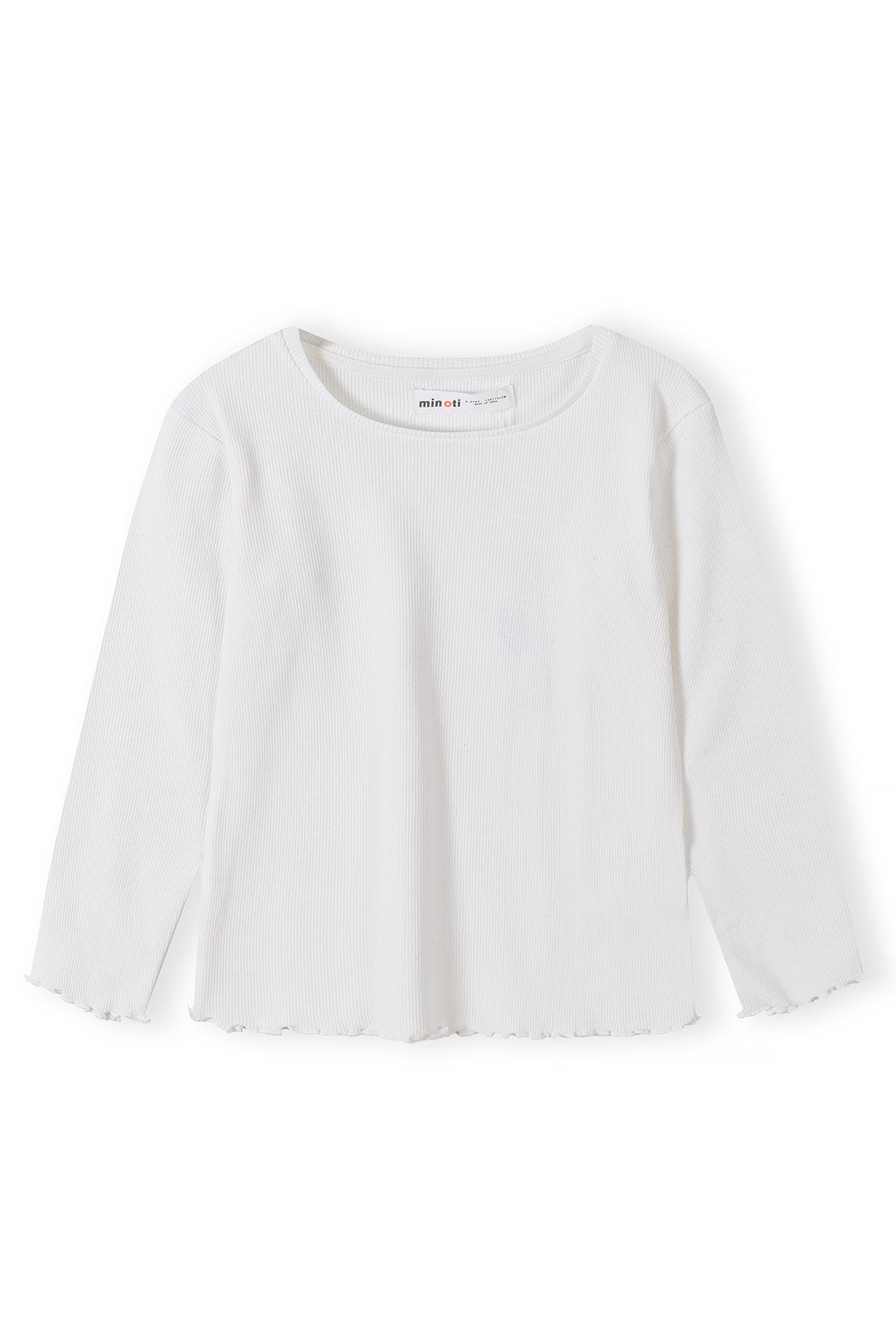 Girls Ribbed Long Sleeve White T-Shirt
