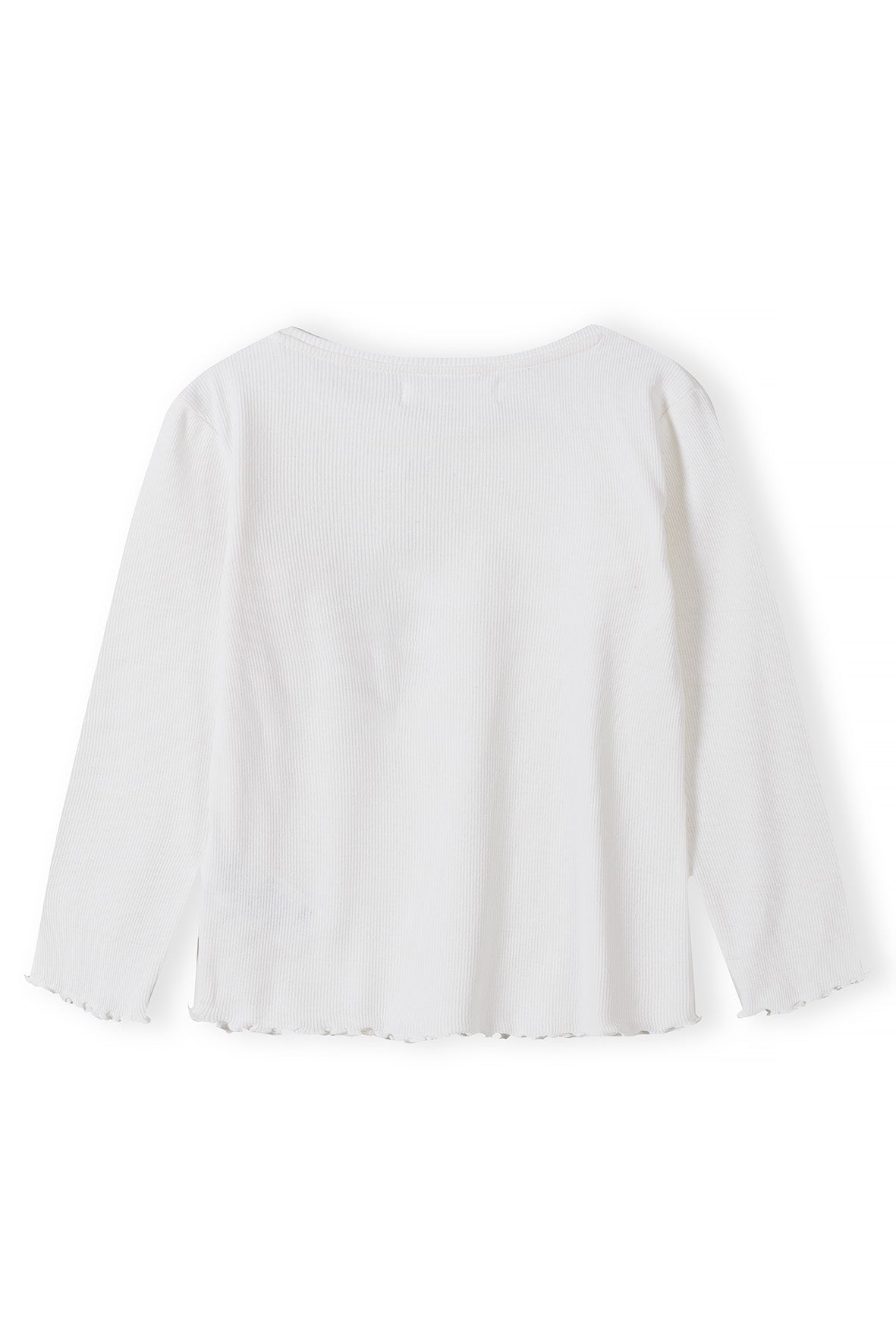 Girls Ribbed Long Sleeve White T-Shirt