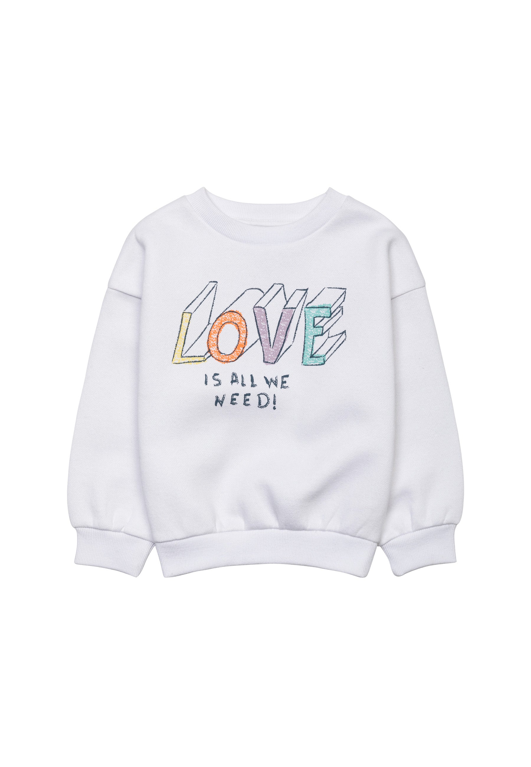 Girls White Love Fleece Sweatshirt