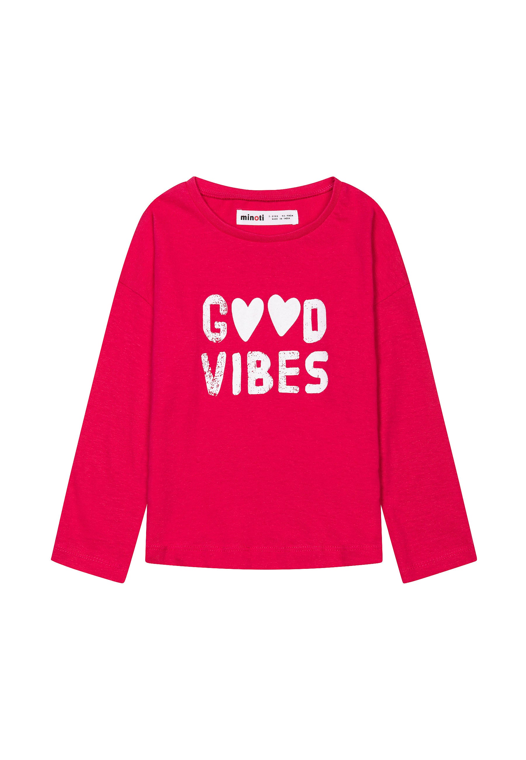 Girls Good Vibes Long Sleeve Pink T-Shirt