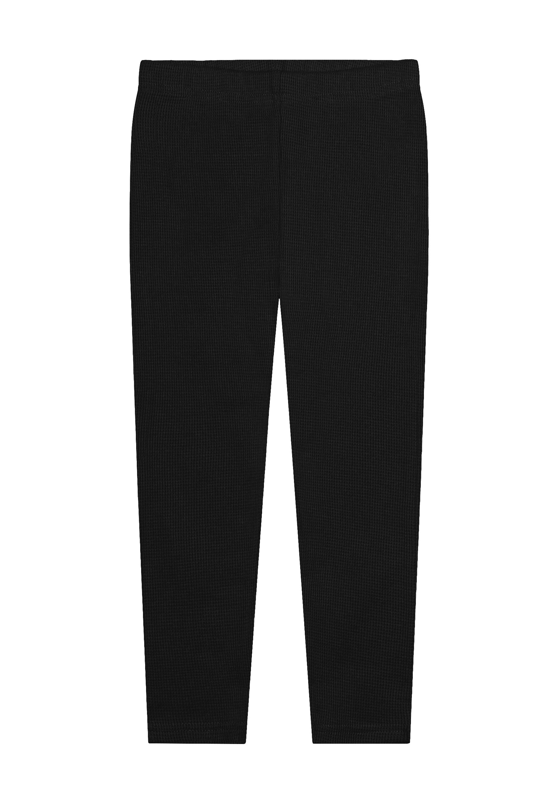Girls Waffle Ribbed Black Legging