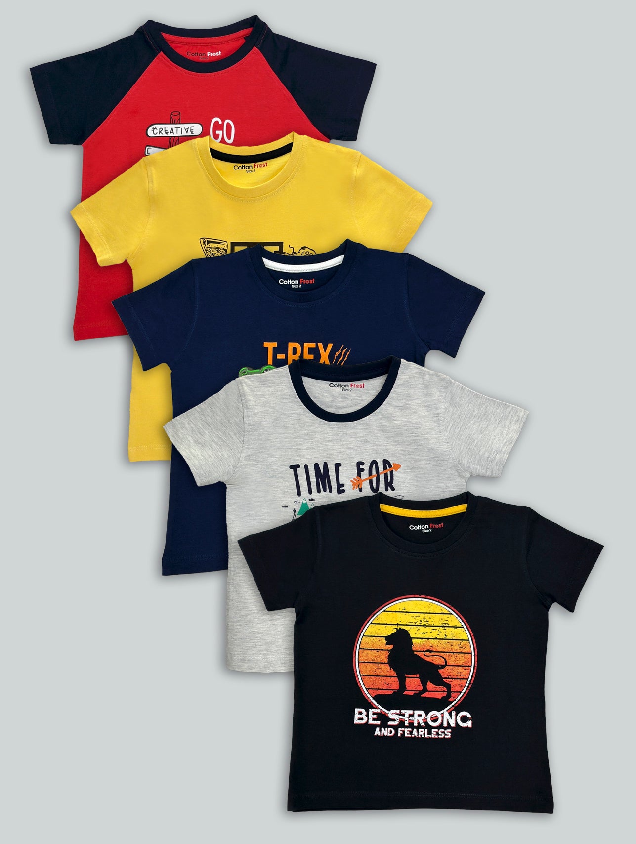 Boys 100% Premium Cotton T-Shirts 5 Pack A (2yrs-8yrs)