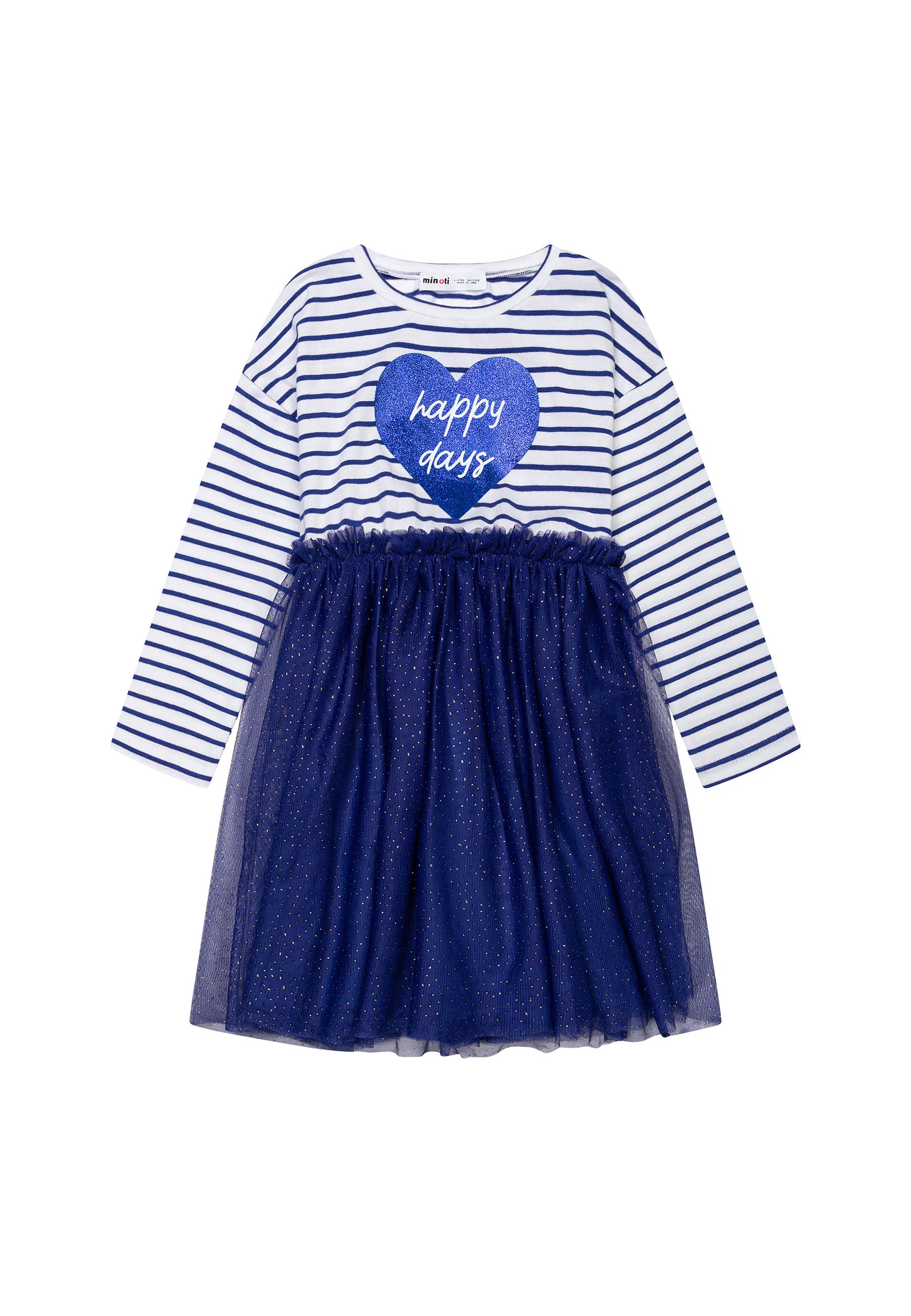 Girls Striped Dress With Net Skirt