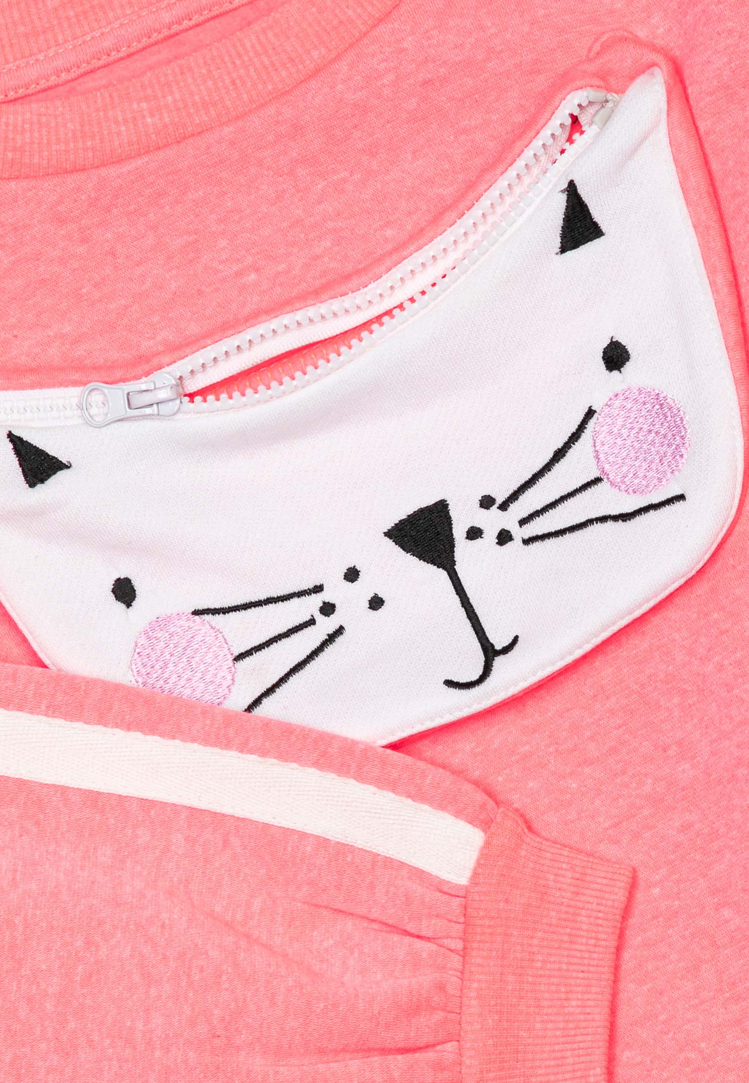 Pink Kitty Fleece Jumper with Novelty Pocket