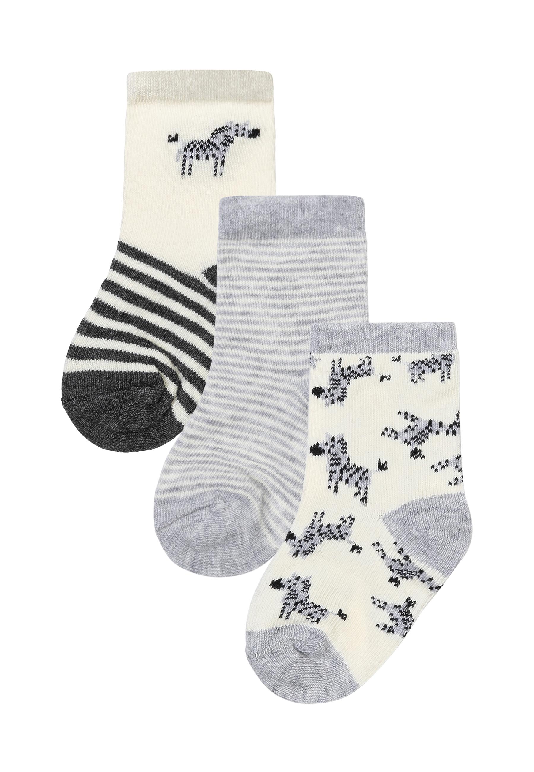 Boys 3 Pack Zebra Knitted Socks
