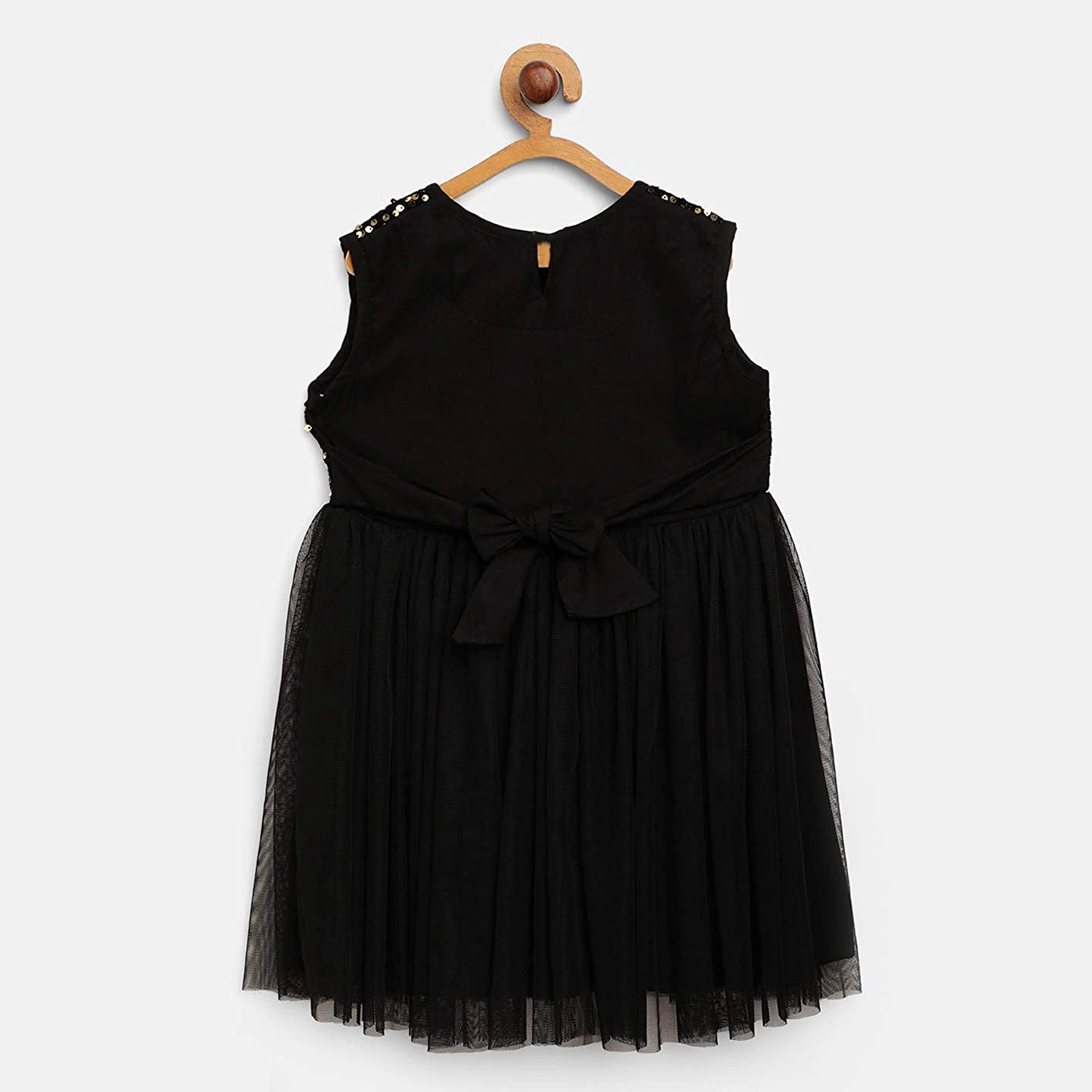 Black & Golden Sequinned Fit & Flare Dress
