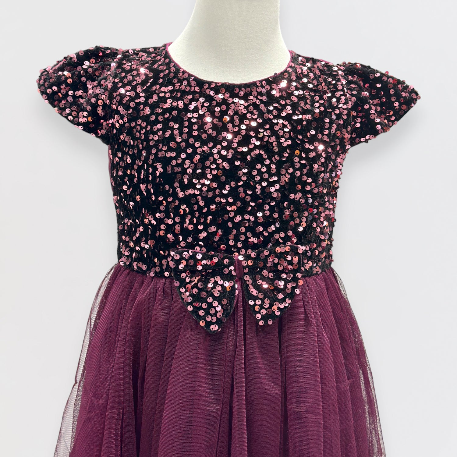 Maroon & Black Sequinned Fit & Flare Dress with Sling Bag