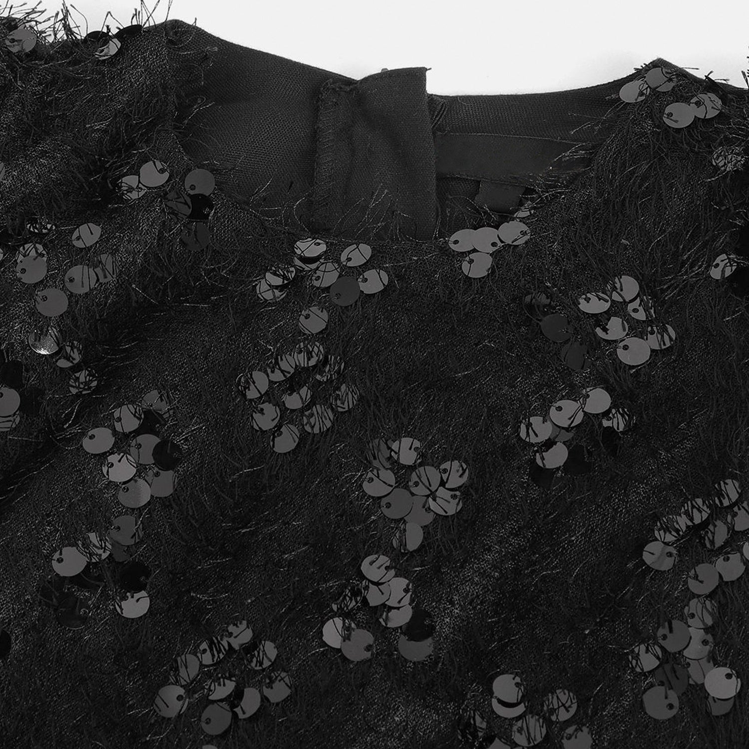 Black Sequinned Fit & Flare Dress