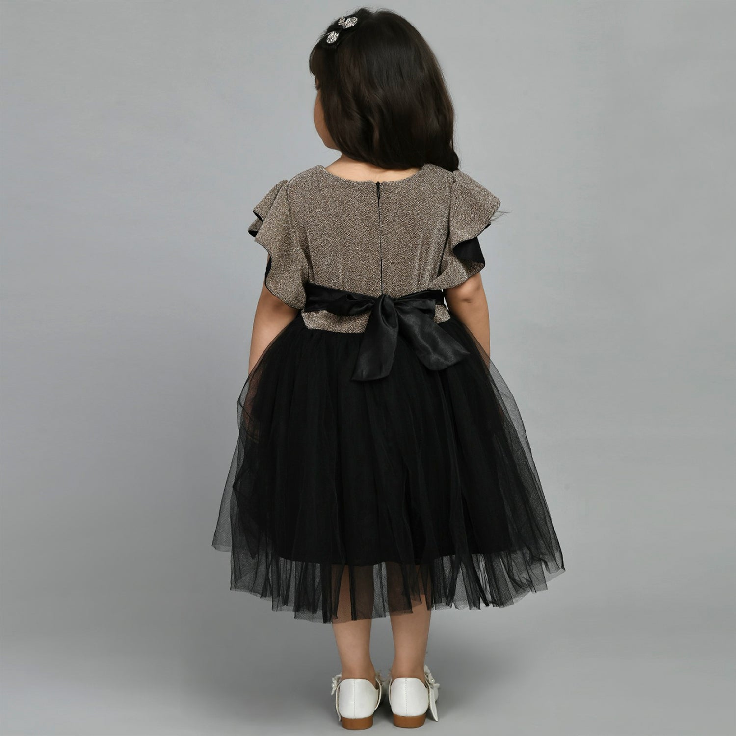 Gold & Black Embellished Fit & Flare Dress
