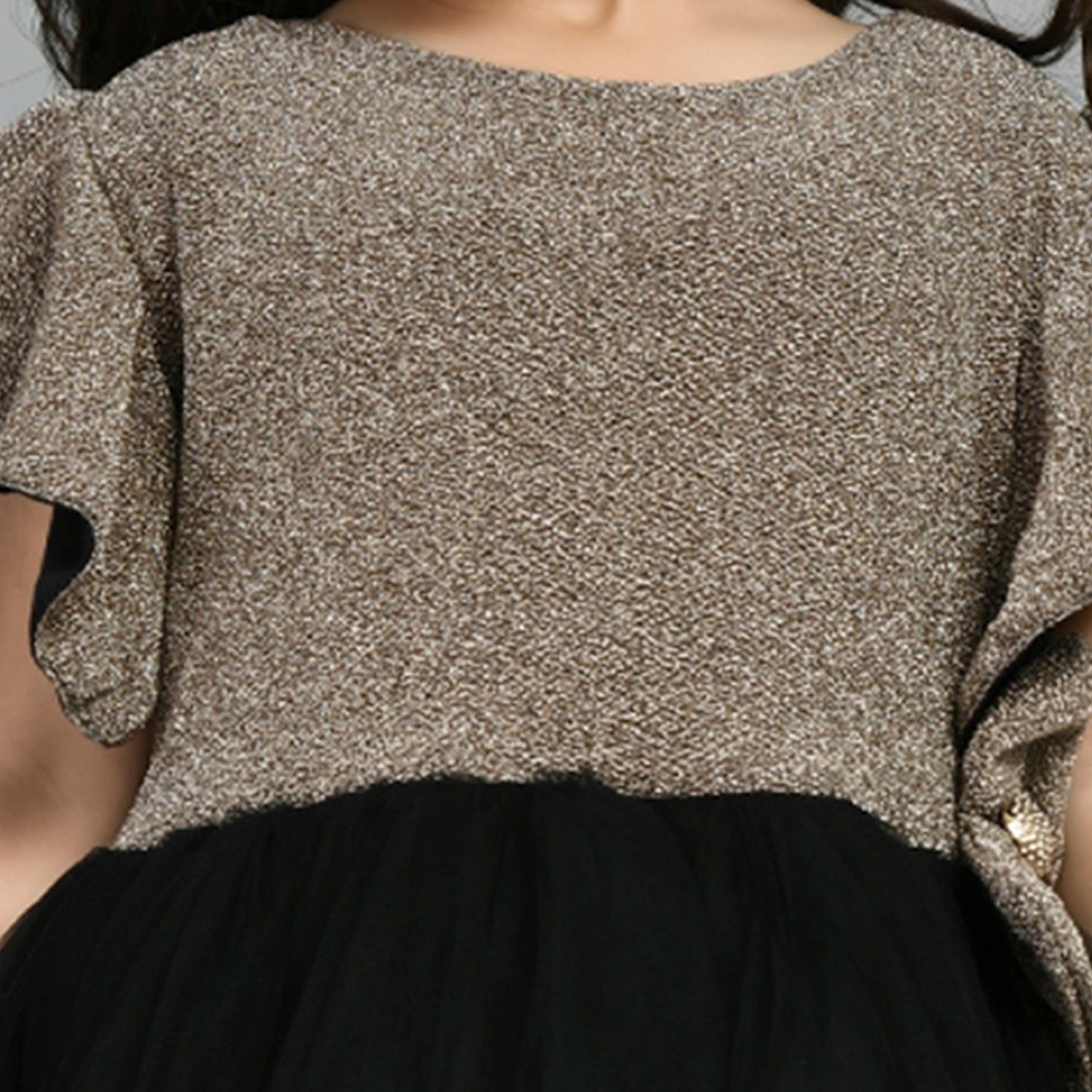 Gold & Black Embellished Fit & Flare Dress