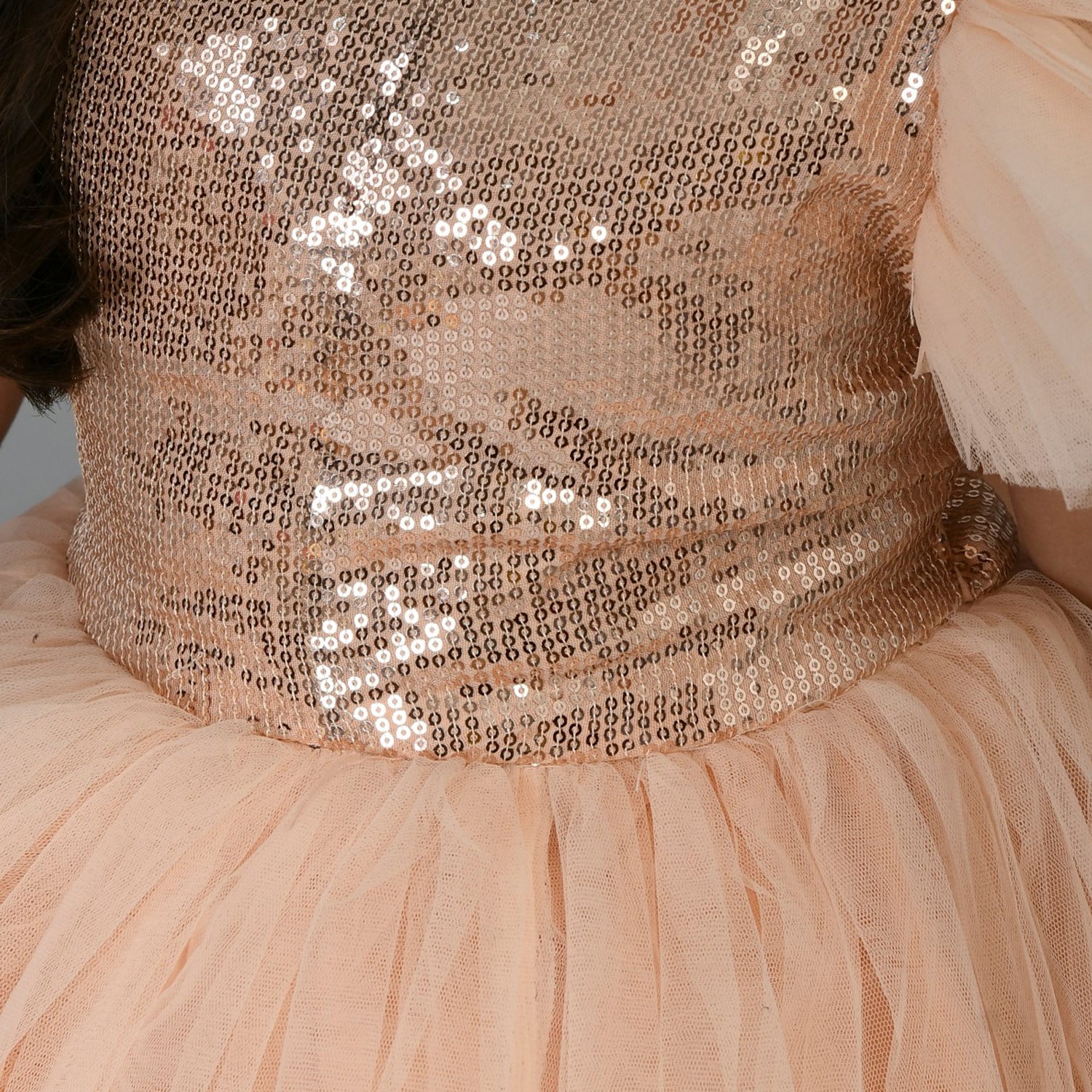 Peach Satin Fit & Flare Dress