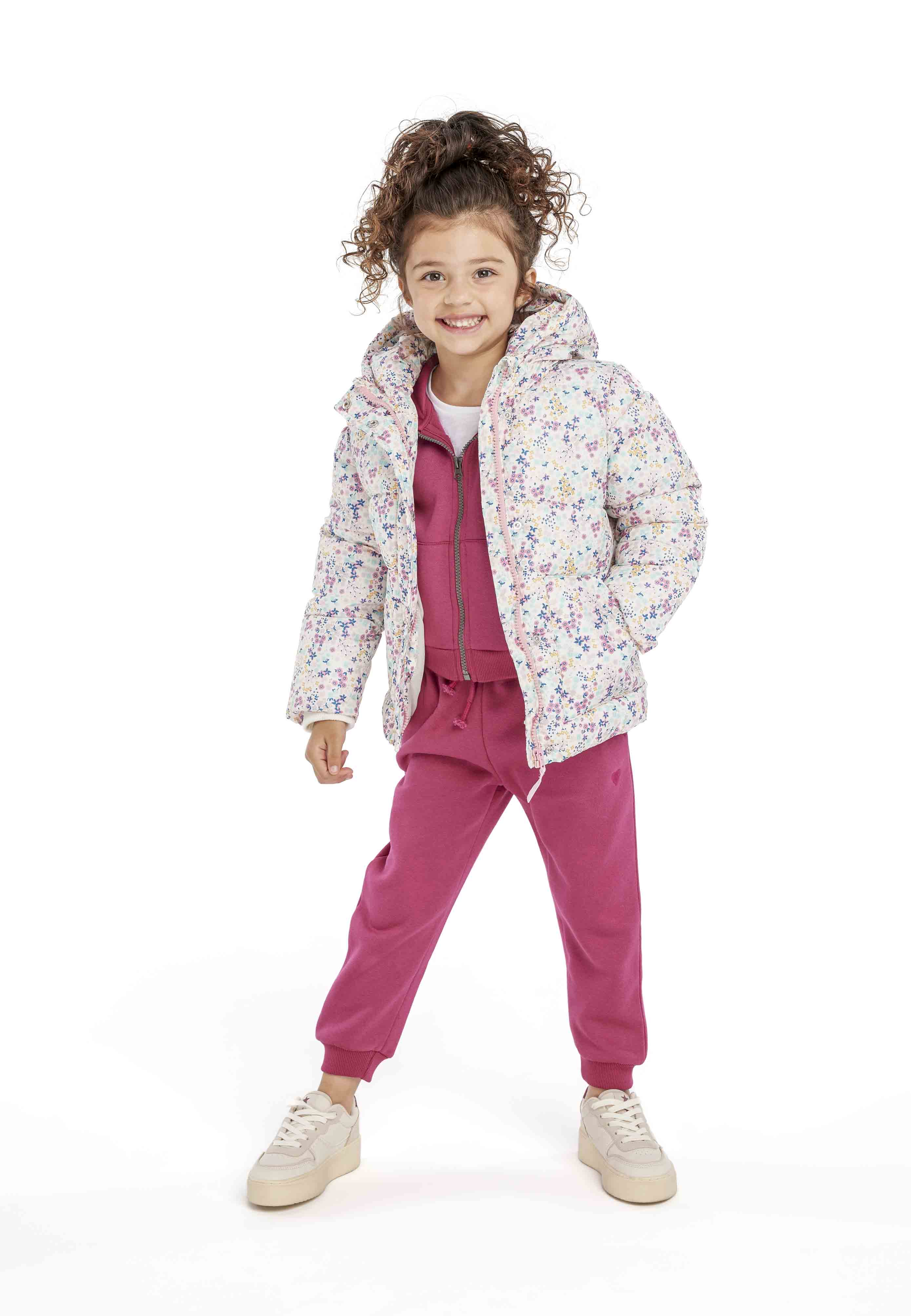 Girls Floral Printed Puffer jacket