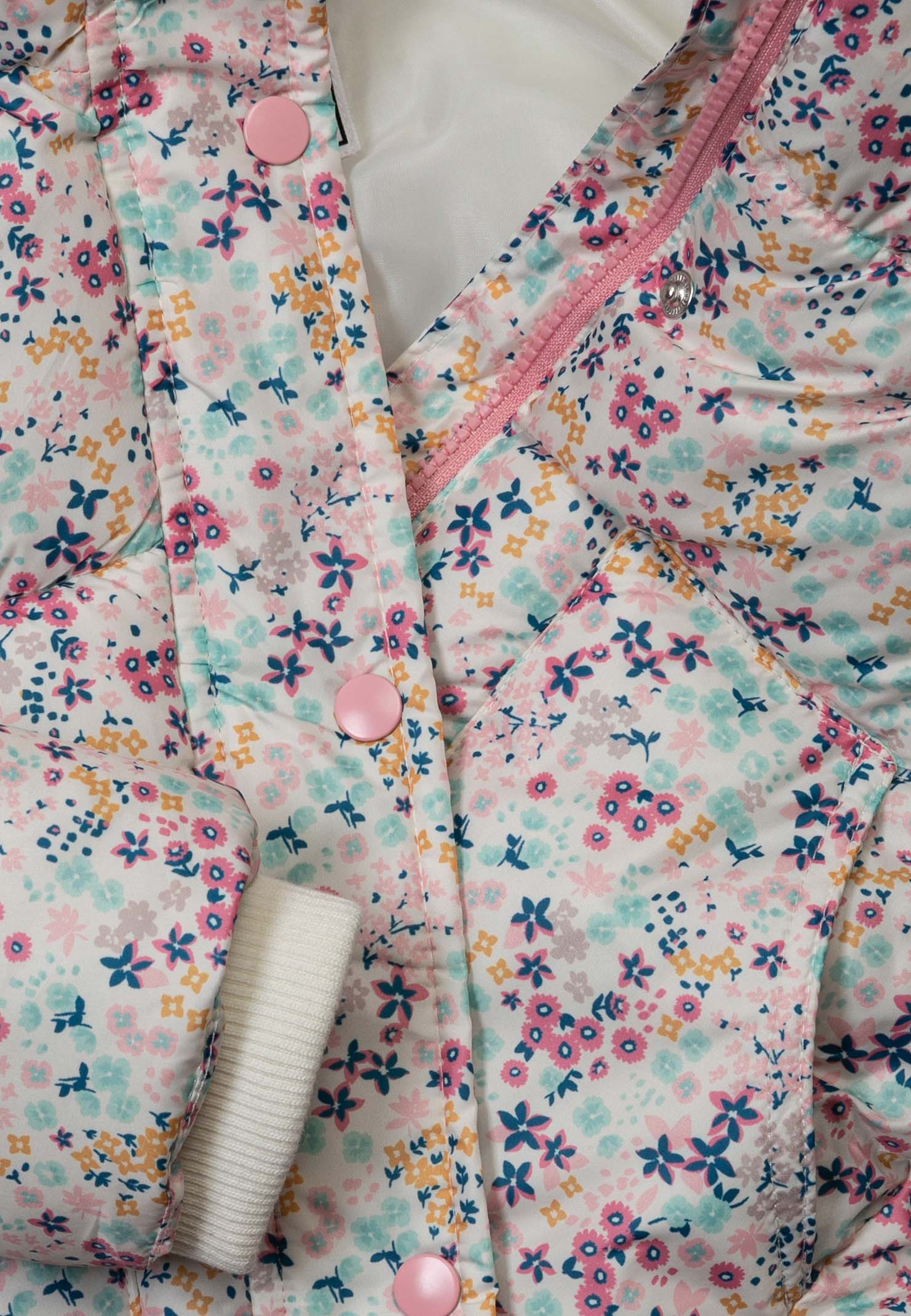 Girls Floral Printed Puffer jacket