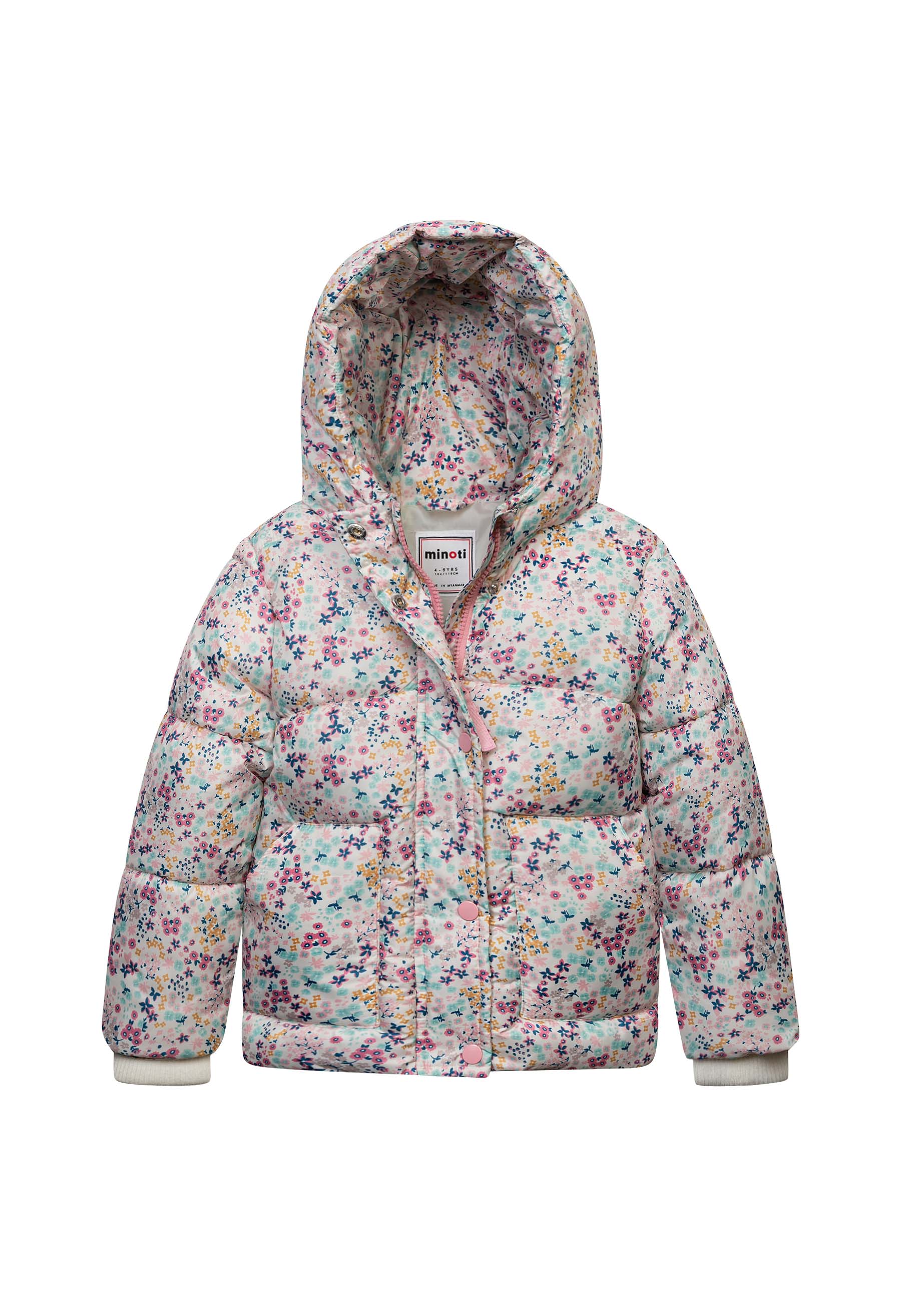 Girls Floral Printed Puffer jacket