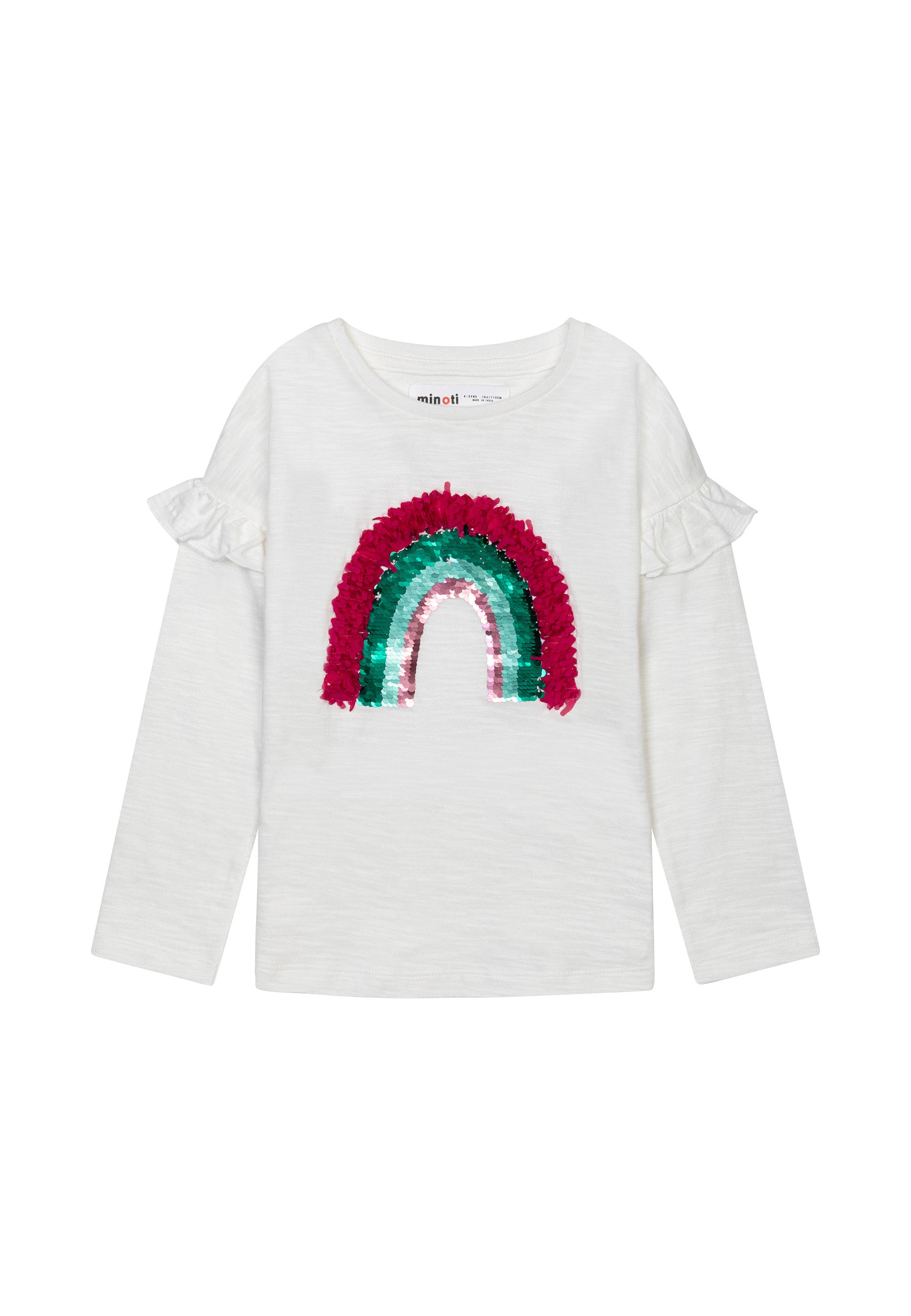 Girls Long Sleeve Rainbow Cream T-Shirt