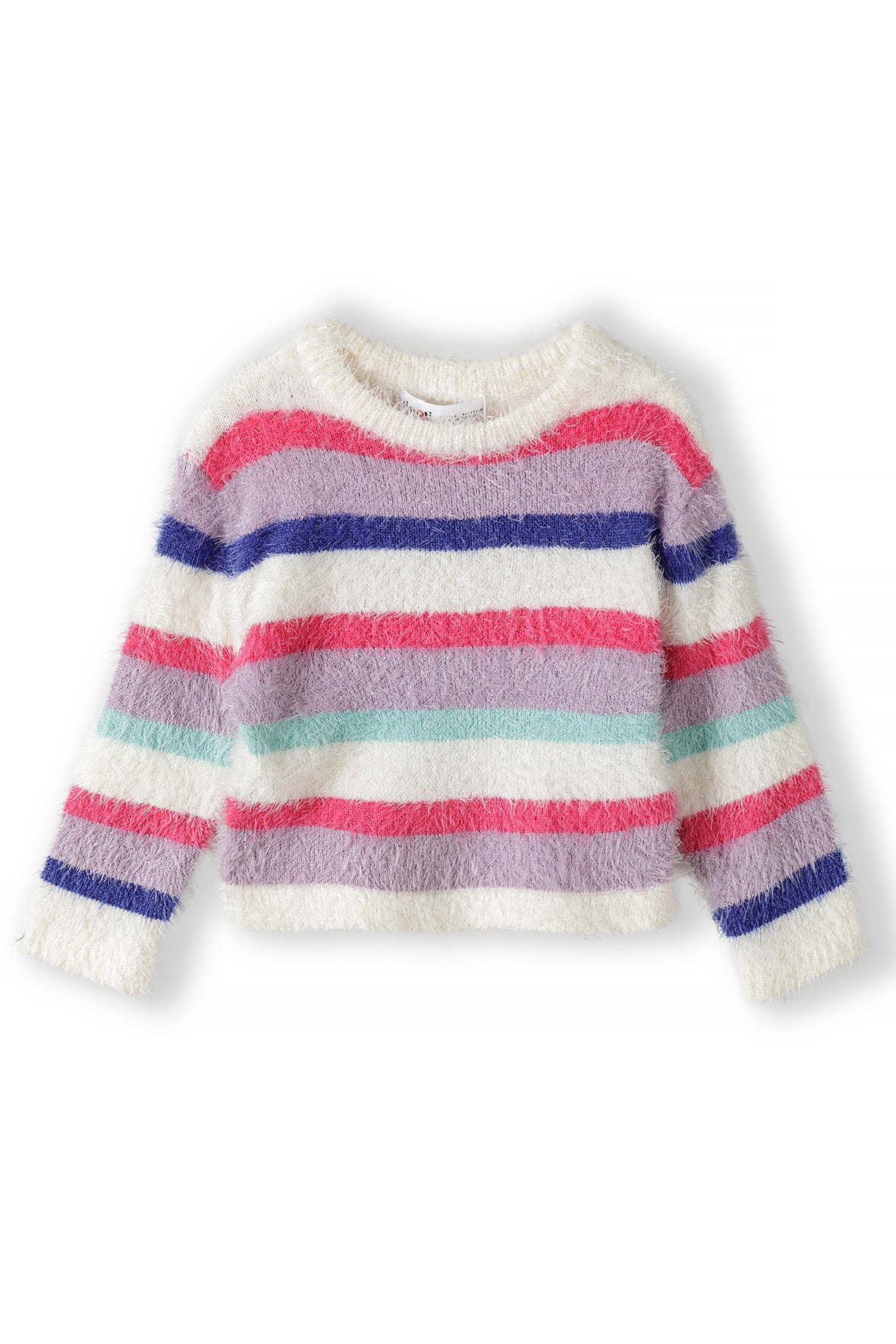 Striped Eyelash Fluffy Knit Jumper
