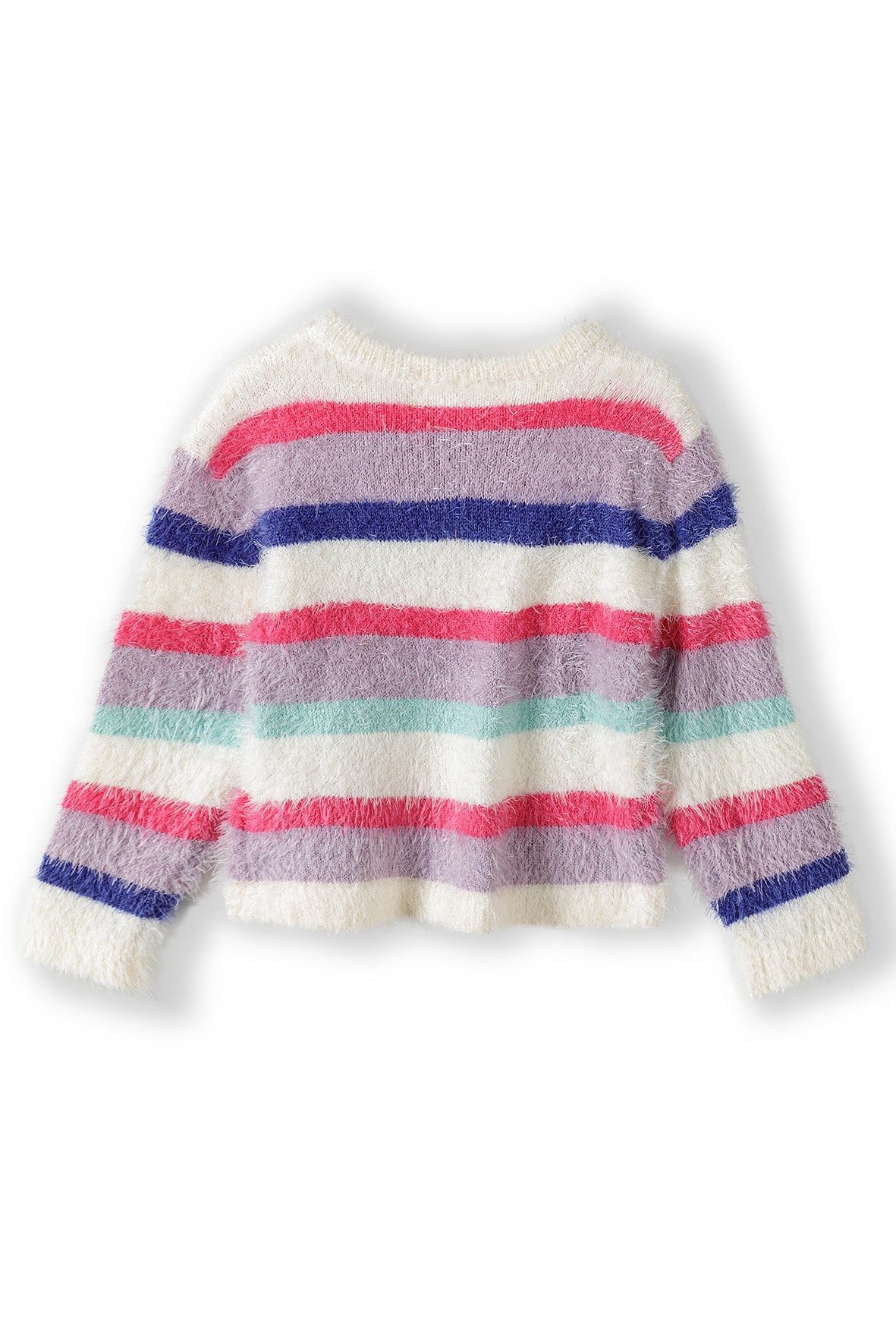 Striped Eyelash Fluffy Knit Jumper
