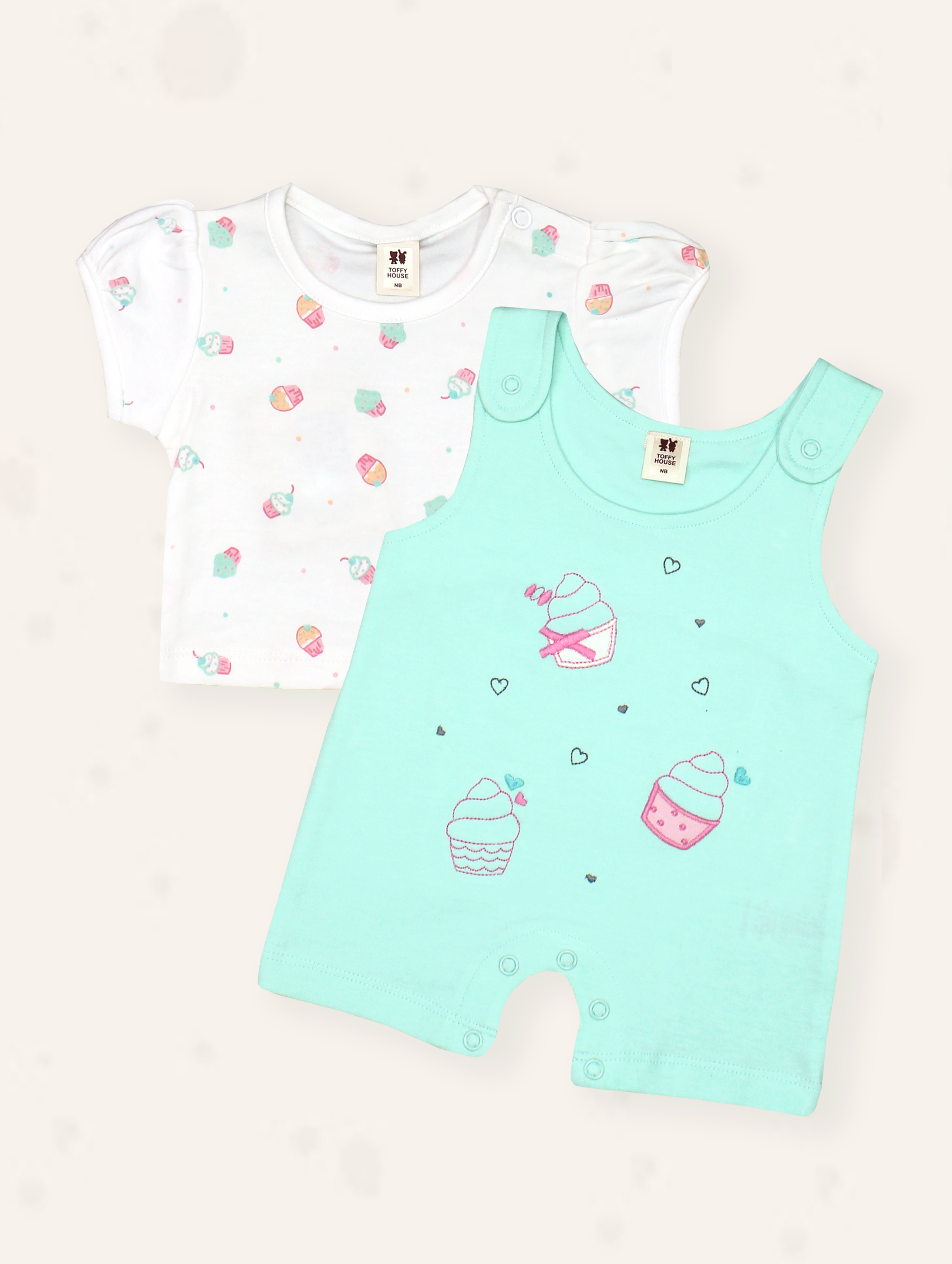 Mint Cupcake Romper Set