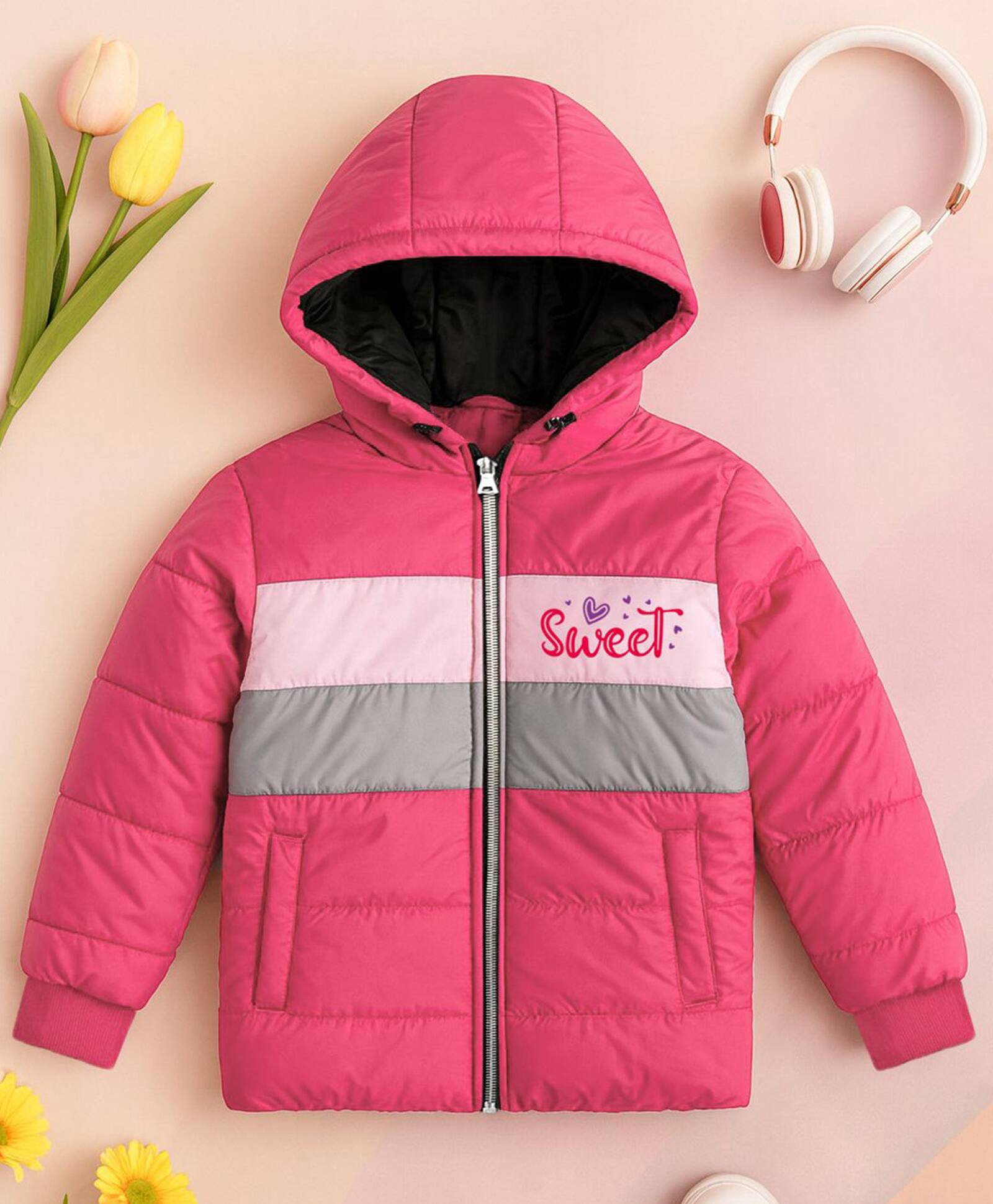 Girls Pink Puffer Jacket