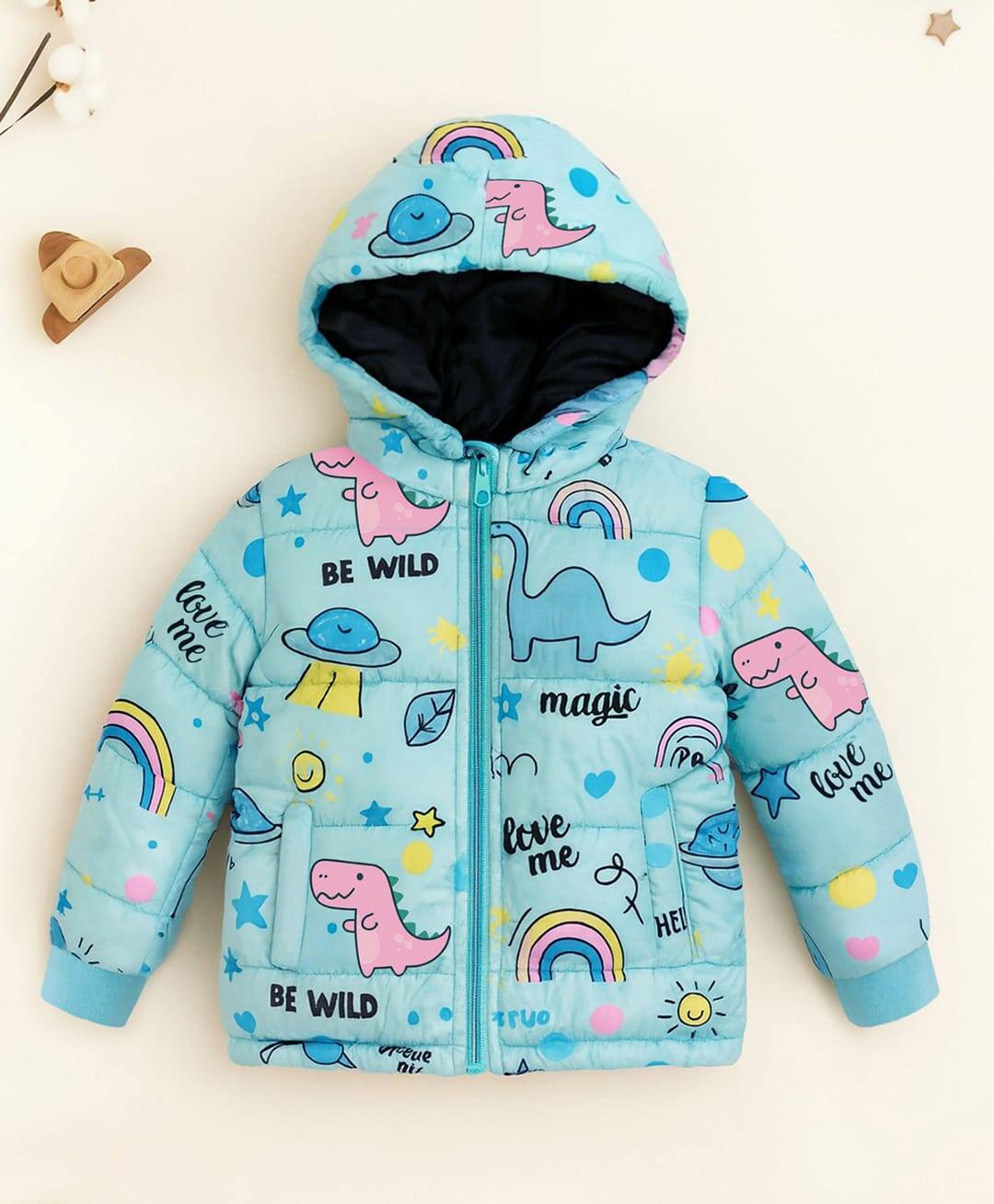 Girls Cartoon Print Puffer Jacket
