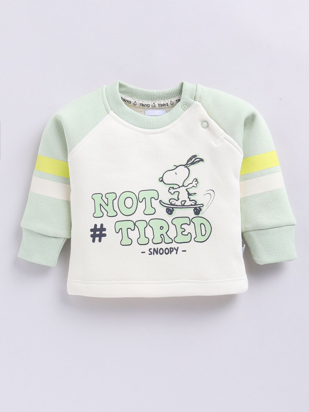 Snoopy “Not Tired” Baby Mint Fleece Set