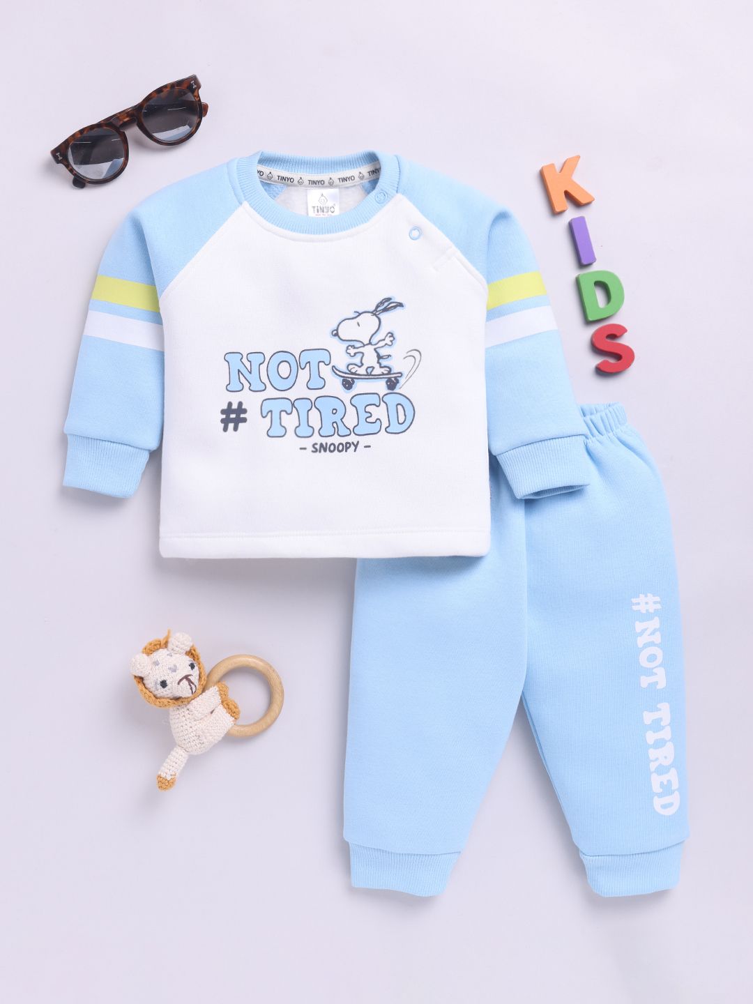 Snoopy “Not Tired” Baby Fleece Set