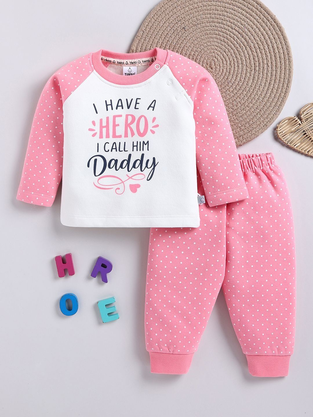 My Hero Daddy Baby Girl Pink Fleece Set