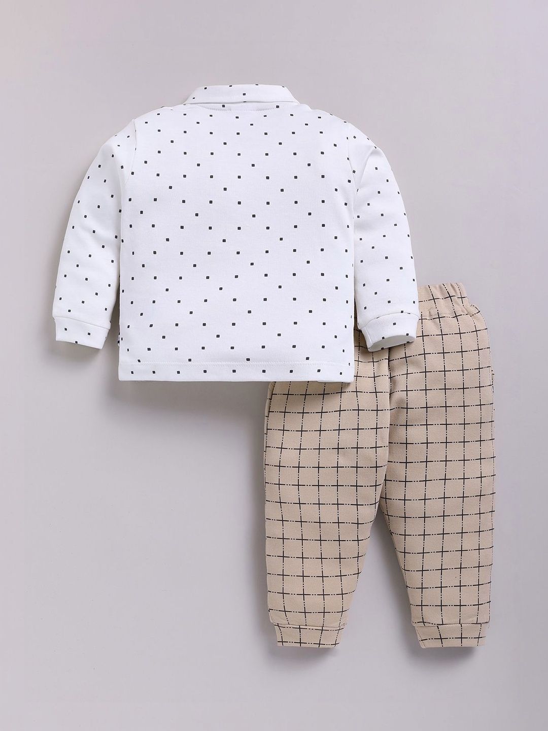 Classic Baby Beige Check Suit Set