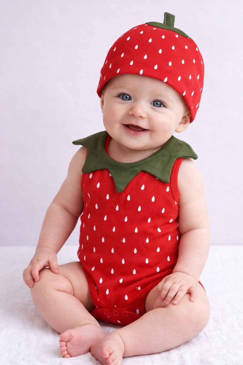 Strawberry Baby Romper & Hat Set