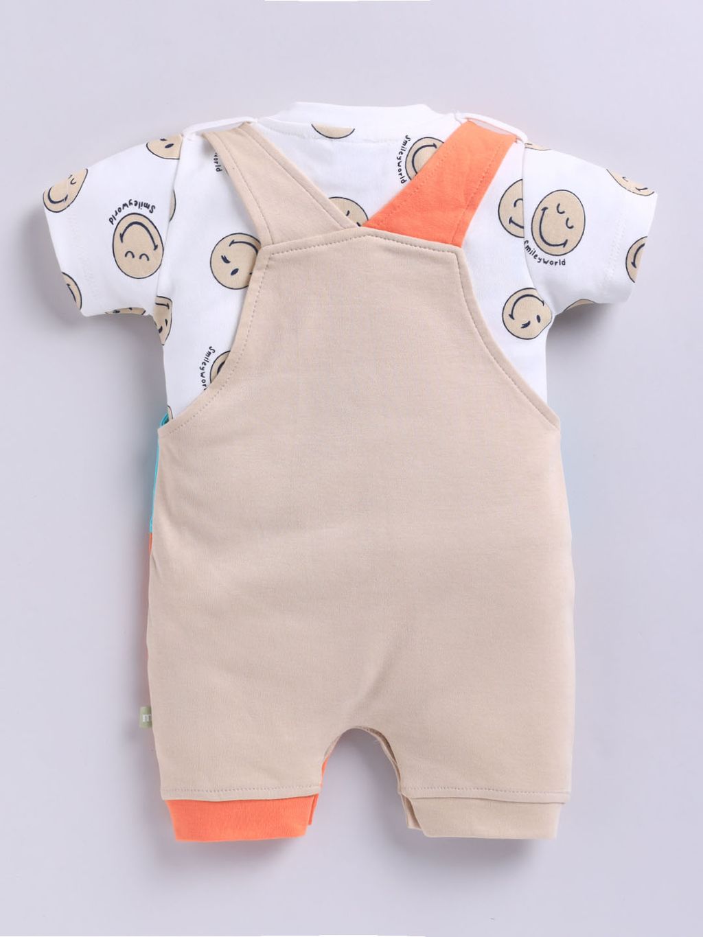 Big Smiles Baby Dungaree Set (Orange & Blue)
