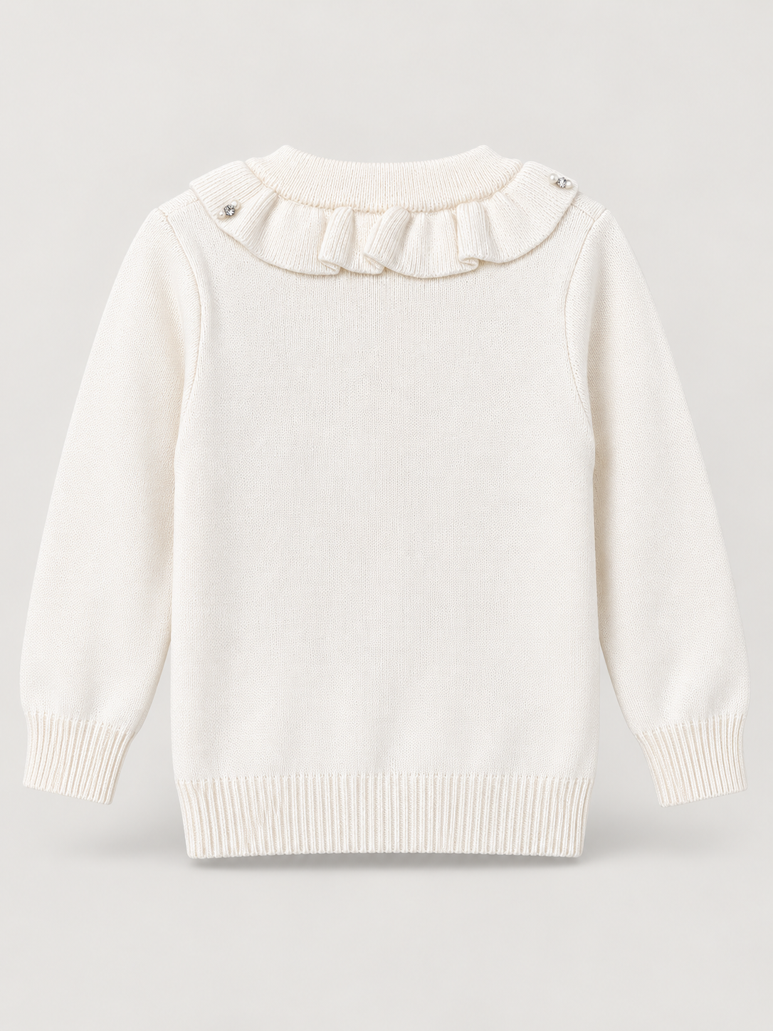 Girls Ivory Butterfly Embellished Knit Cardigan