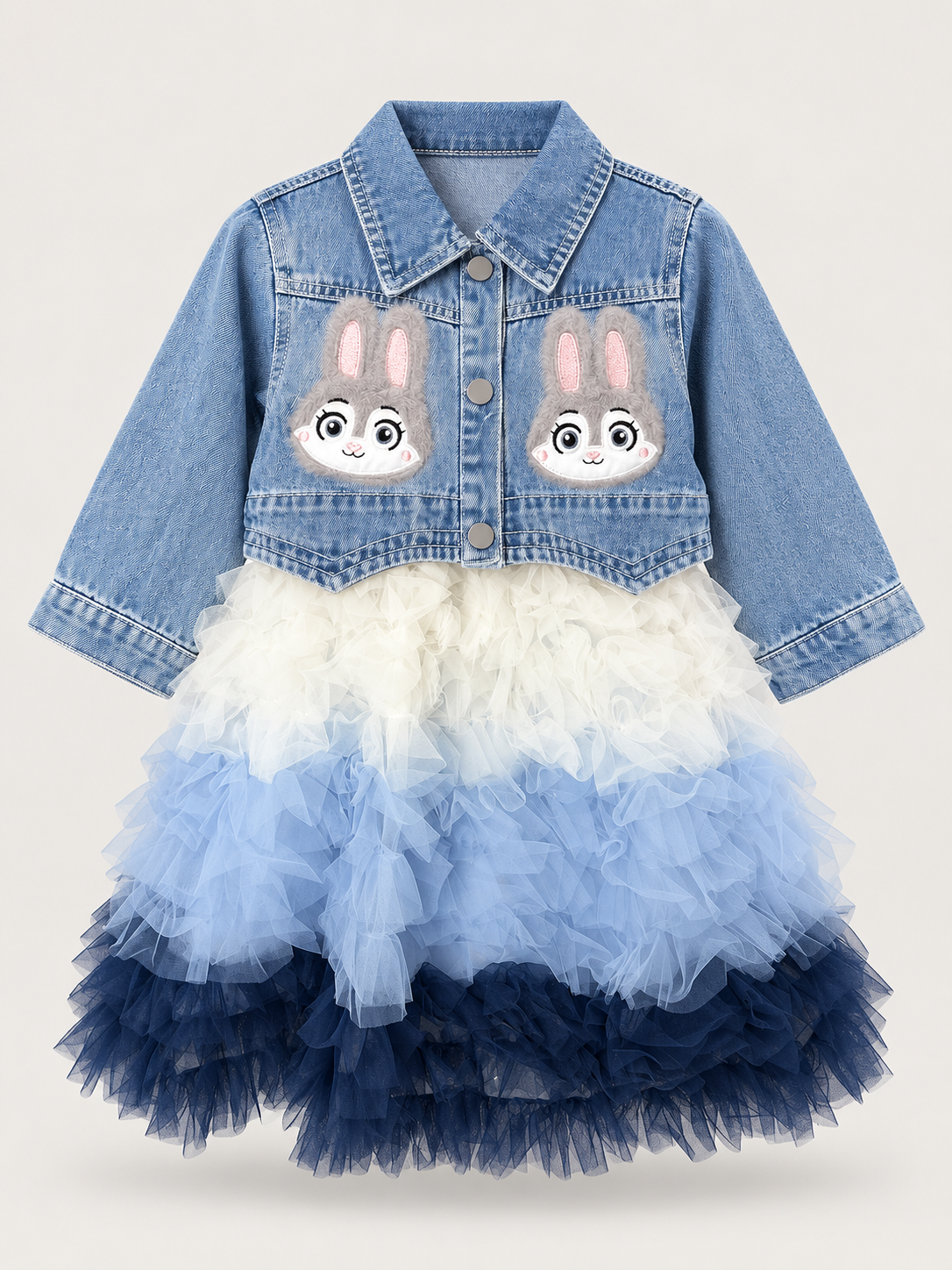 Girls Icy Blue Sequin Tulle Party Dress