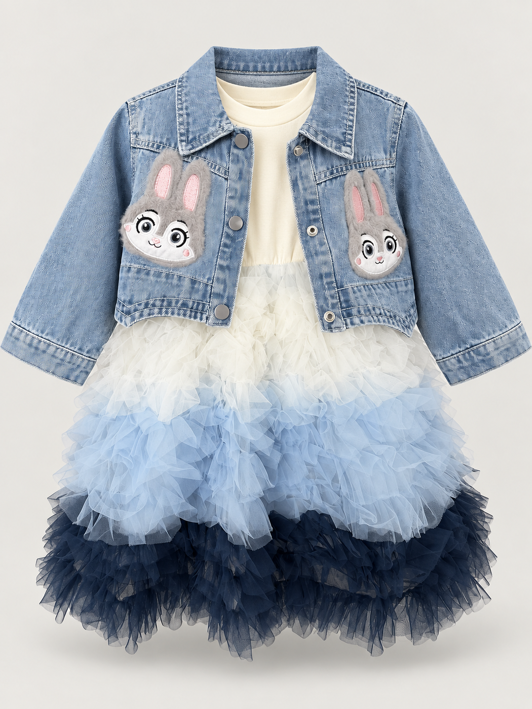 Girls Icy Blue Sequin Tulle Party Dress