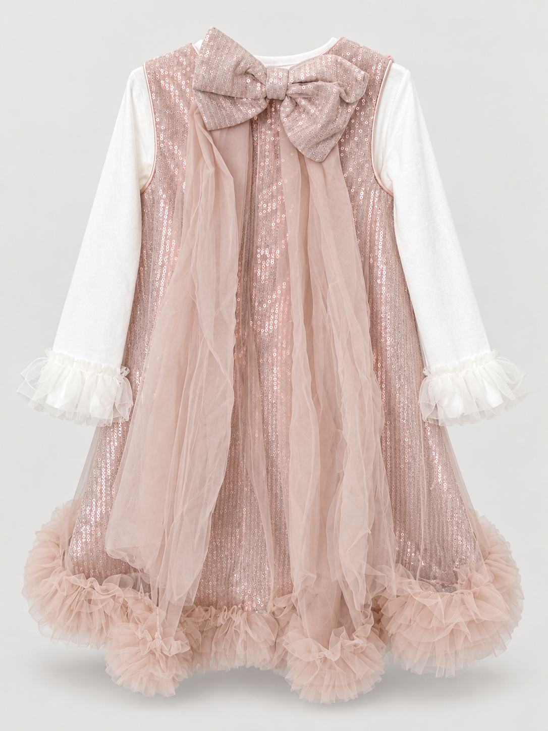 Girls Blush Pink Sequin Princess Tulle Dress