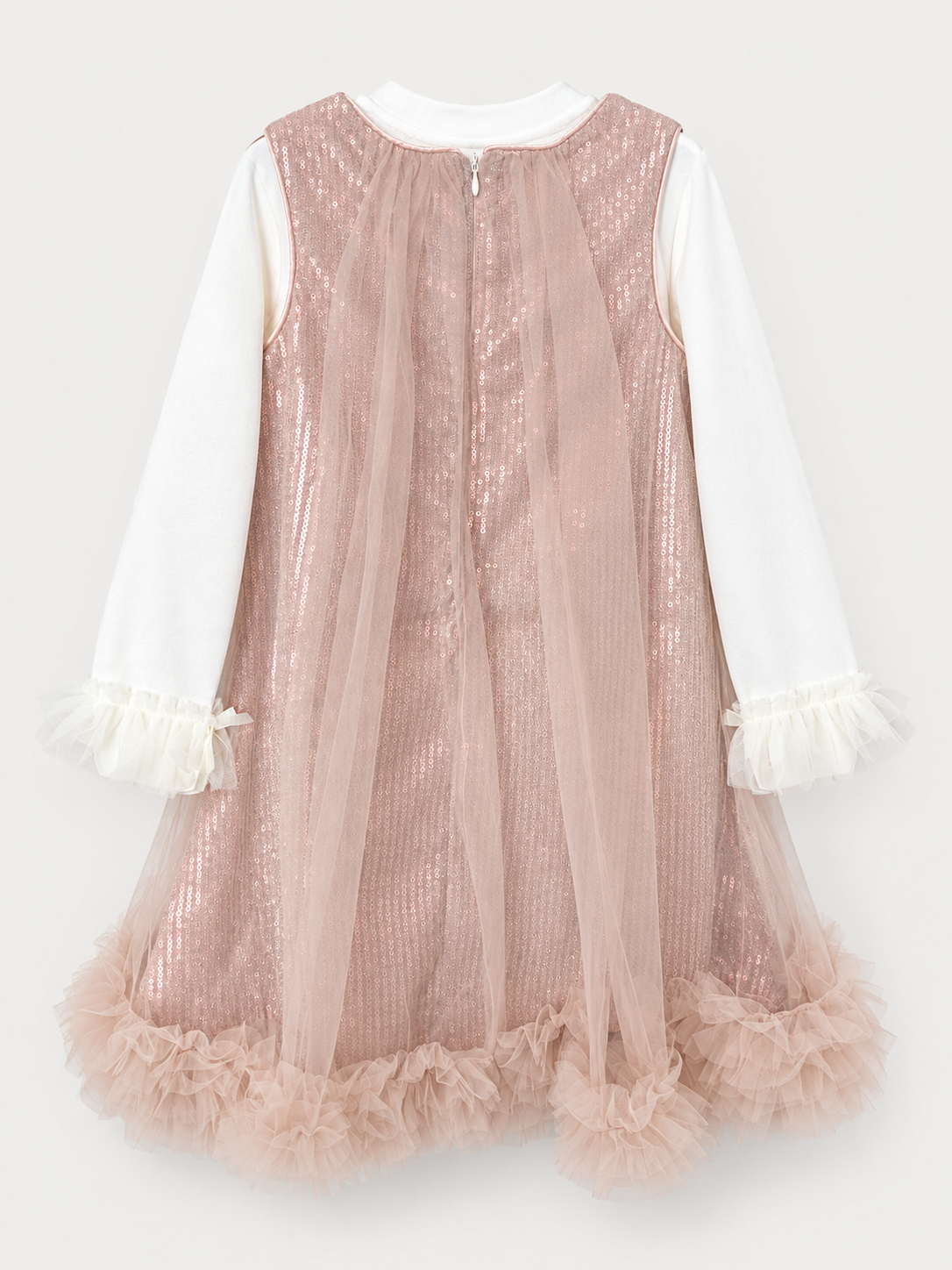 Girls Blush Pink Sequin Princess Tulle Dress