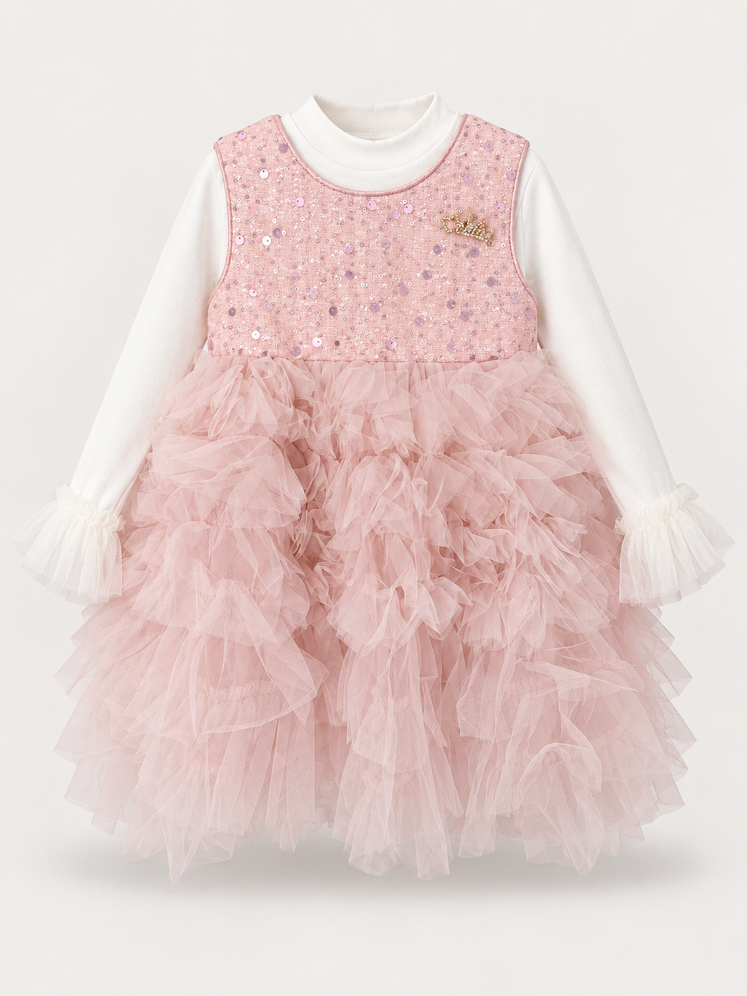 Girls Blush Pink Sequin Fairy Dress with Wings