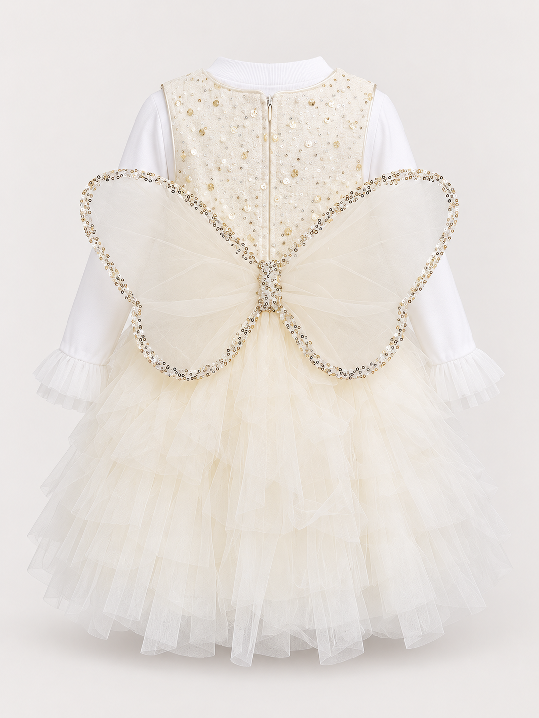 Girls Ivory Sequin Fairy Dress with Wings