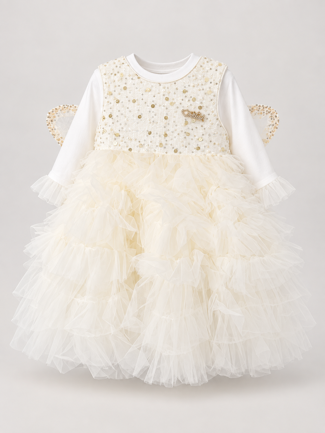 Girls Ivory Sequin Fairy Dress with Wings