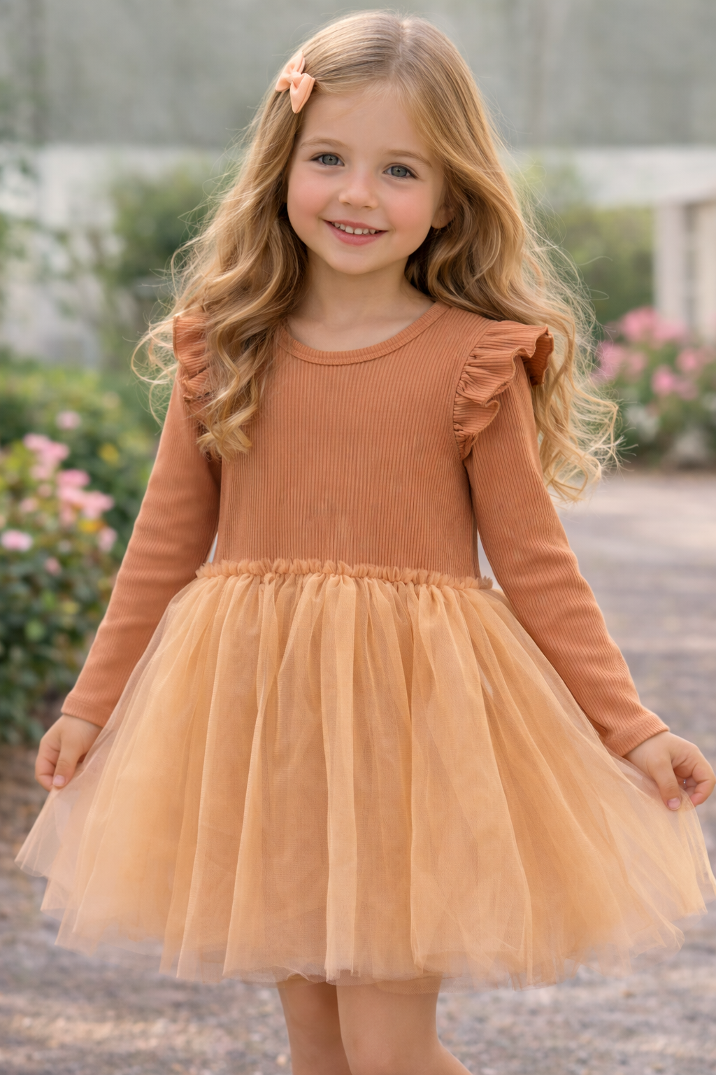 Elegant Caramel Tulle Dress
