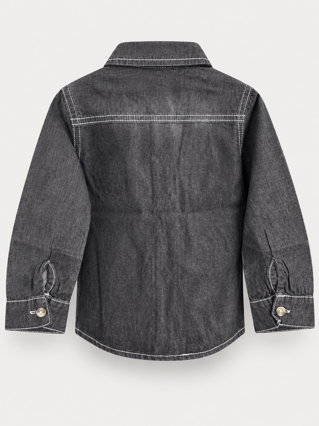 Kids Charcoal Denim Shirt with Contrast Stitching