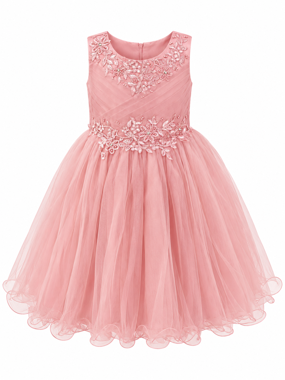 Blush Pink Embroidered Princess Party Dress for Girls