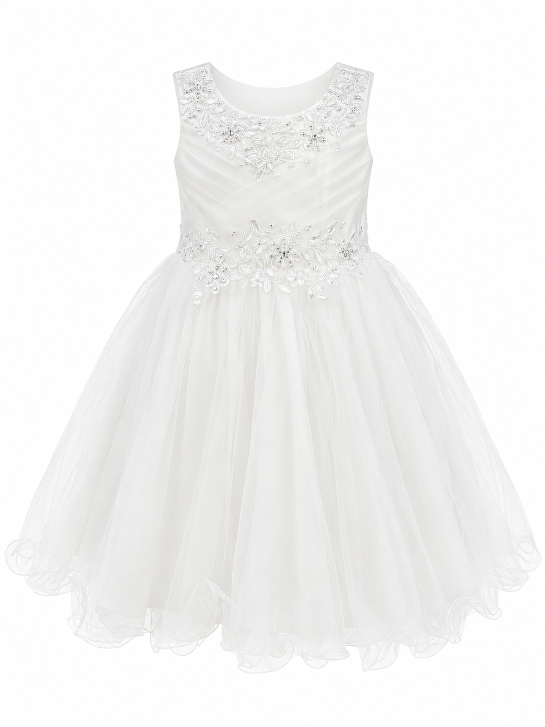 White Embroidered Princess Party Dress for Girls