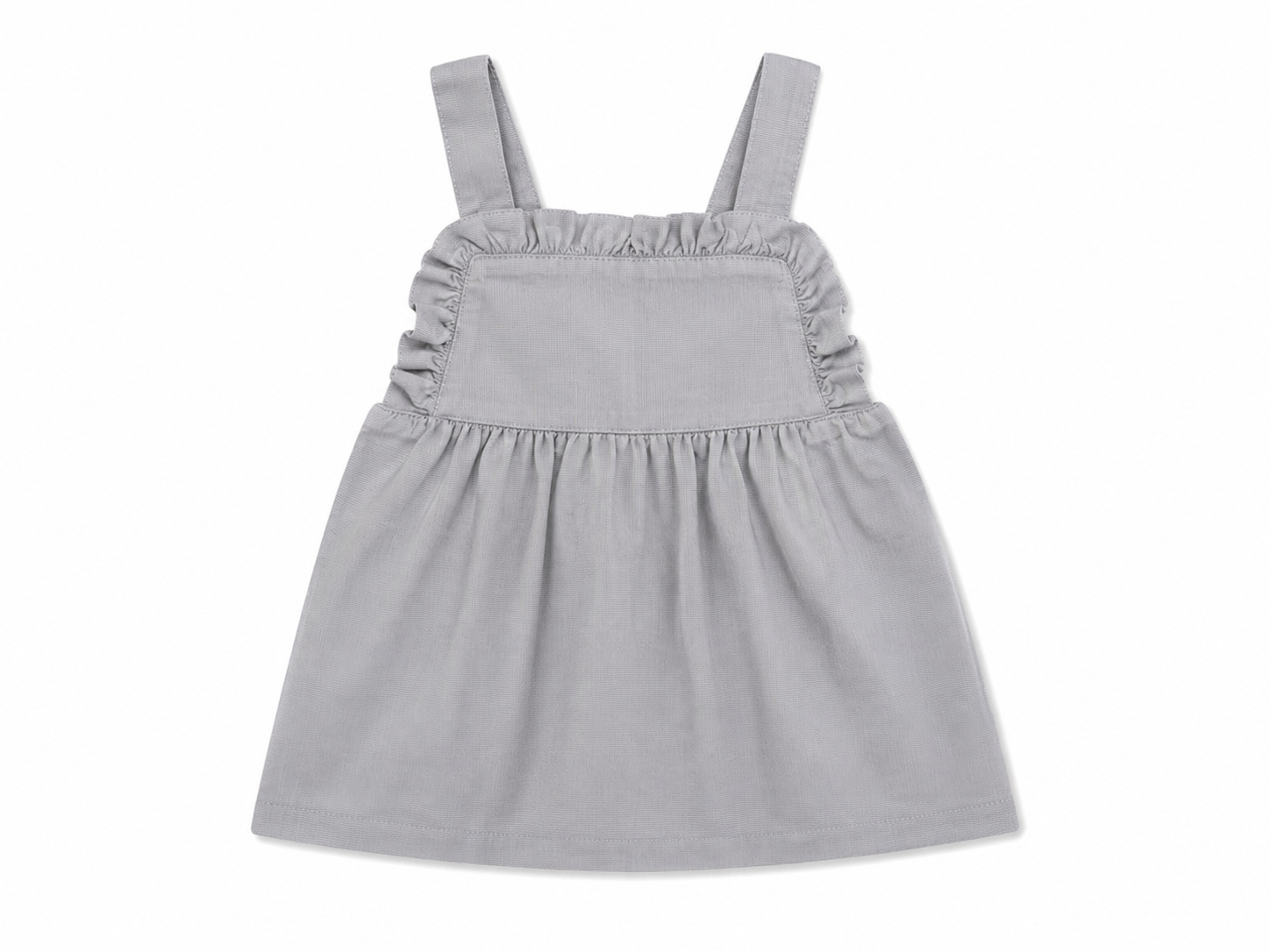 Baby Girls Cord Pinafore Dress & Floral Long Sleeve Top Set – Grey