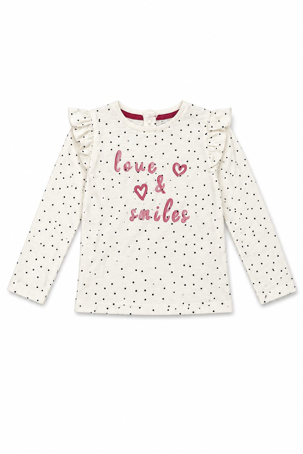Mothercare Girls Love & Smiles Long Sleeve Top – Cream