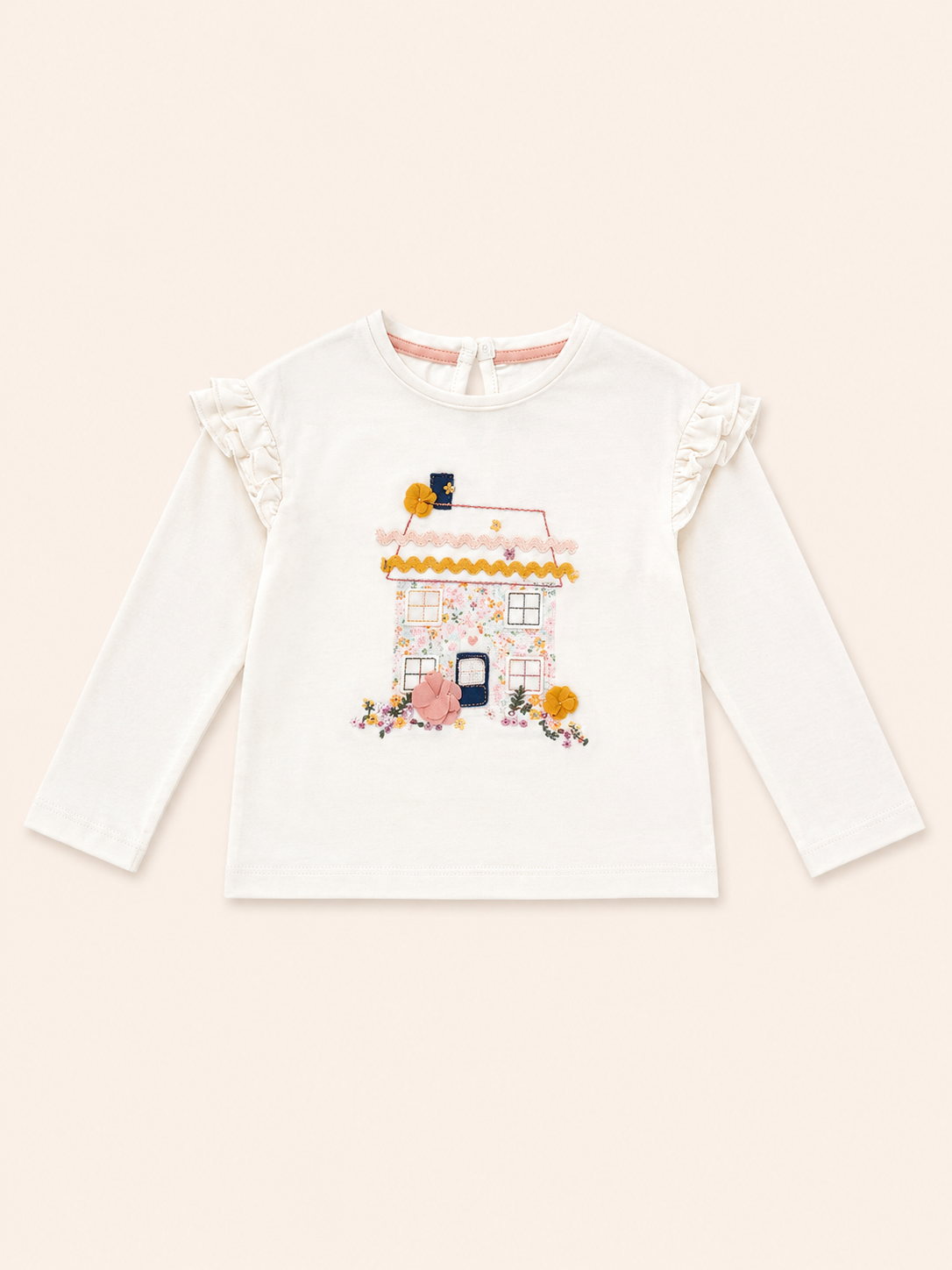 Mothercare Girls Floral Cottage Embroidered Long Sleeve Top – Cream