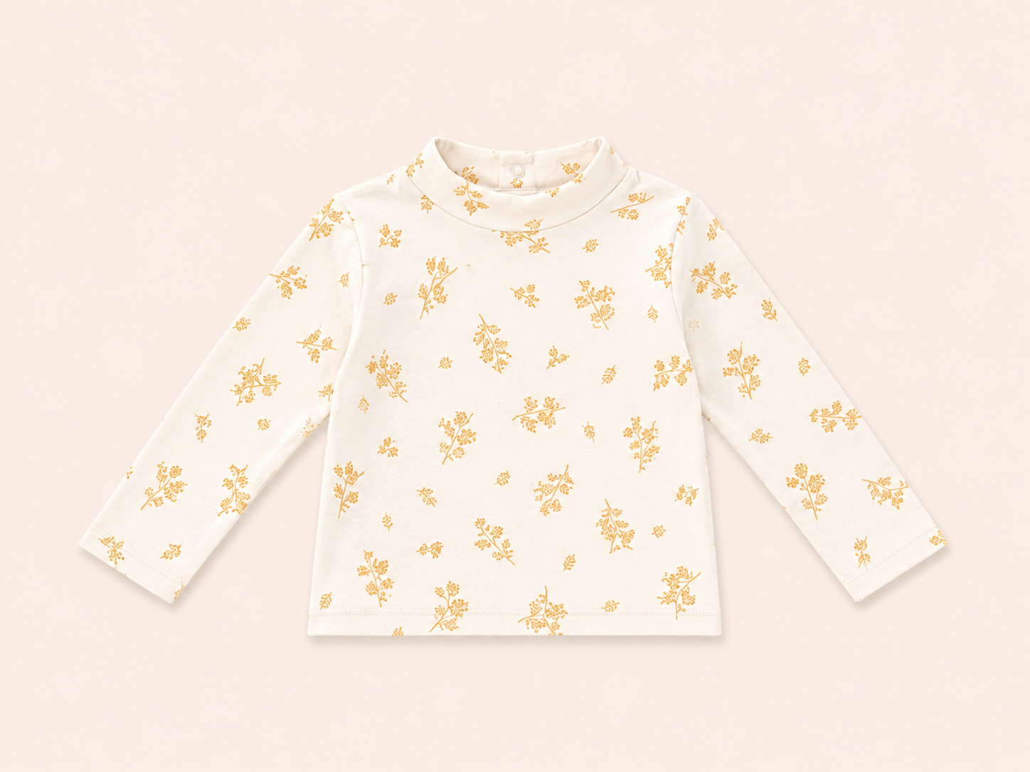Mothercare Baby Floral High Neck Long Sleeve Top – Cream
