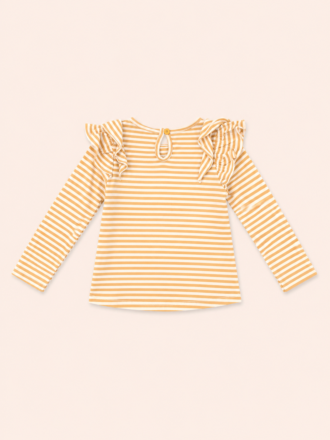 Mothercare Girls Floral Appliqué Frill Long Sleeve Top – Mustard Stripe