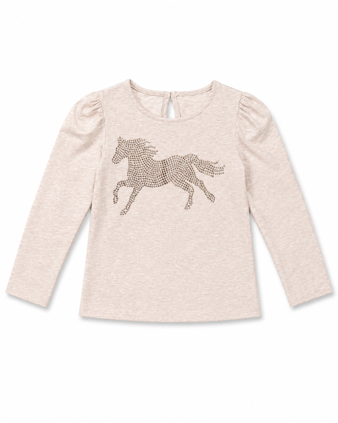 Mothercare Girls Sparkle Horse Long Sleeve Top – Oatmeal Marl